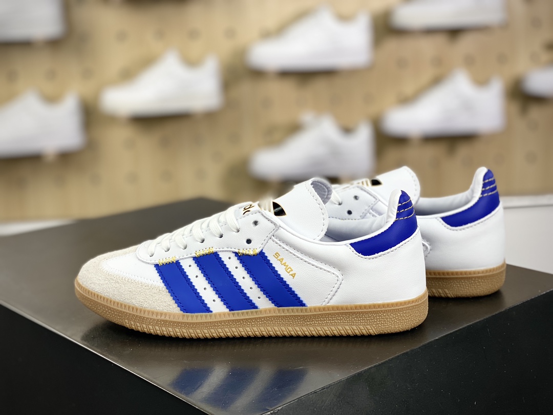 220 阿迪达斯/三叶草Adidas Originals Samba OG"White Semi Lucid Blue"桑巴舞板鞋“白蓝紫大鞋舌焦糖底”IF1813