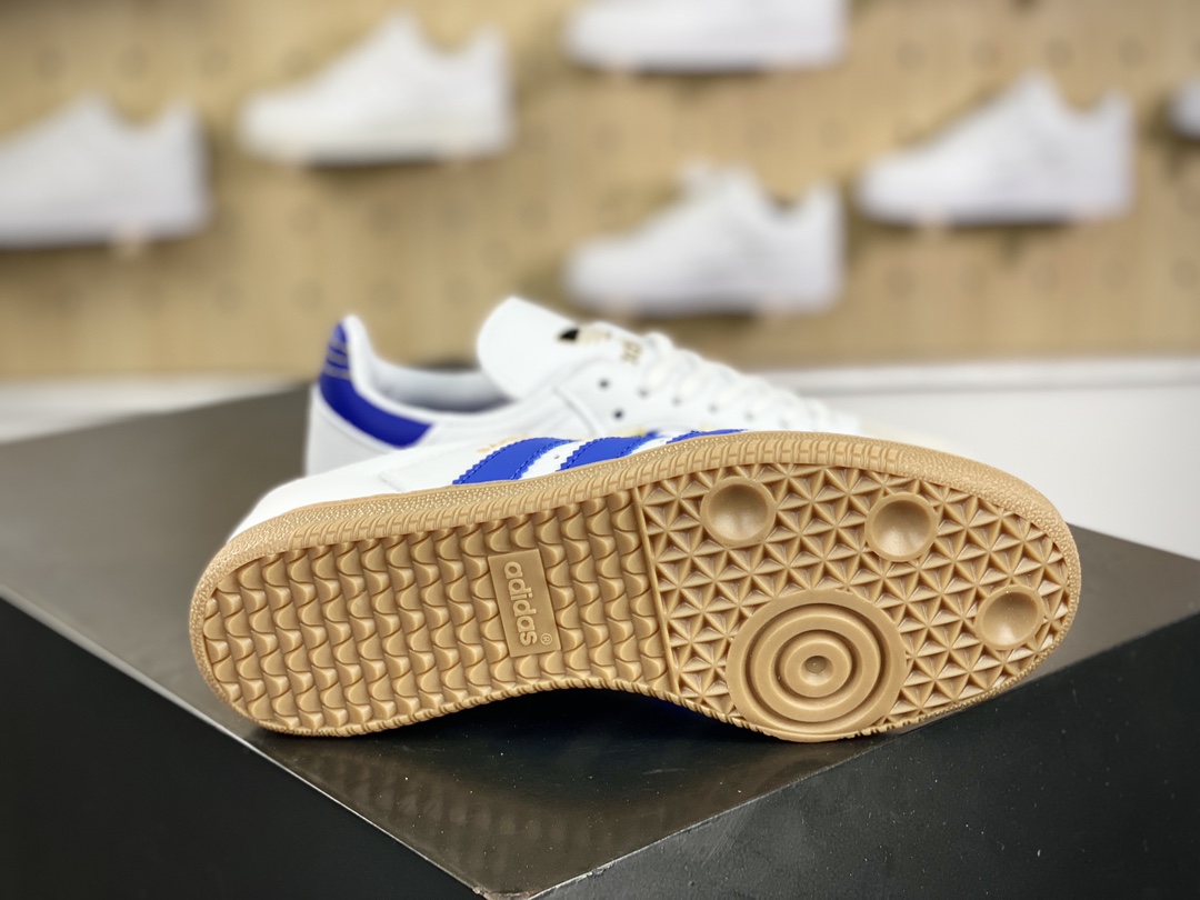 220 阿迪达斯/三叶草Adidas Originals Samba OG"White Semi Lucid Blue"桑巴舞板鞋“白蓝紫大鞋舌焦糖底”IF1813