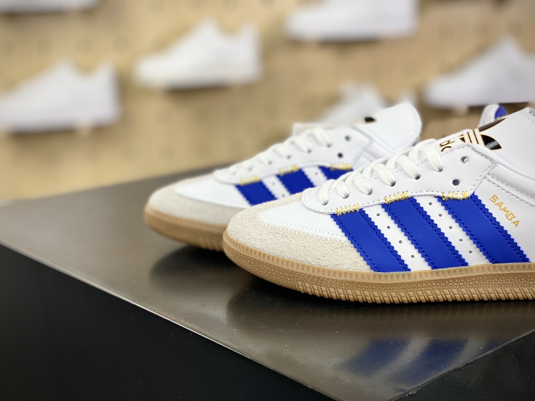 220 阿迪达斯/三叶草Adidas Originals Samba OG"White Semi Lucid Blue"桑巴舞板鞋“白蓝紫大鞋舌焦糖底”IF1813