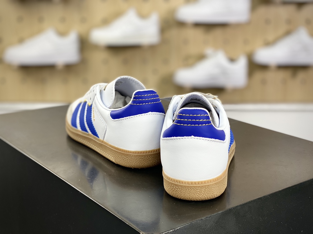 220 阿迪达斯/三叶草Adidas Originals Samba OG"White Semi Lucid Blue"桑巴舞板鞋“白蓝紫大鞋舌焦糖底”IF1813