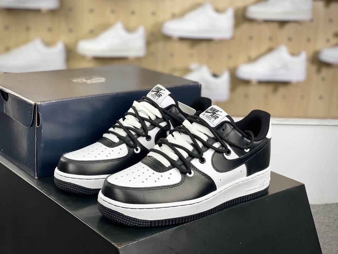 220 Off-White x Nike Air Force 1’07 Low”Black/White”空军一号板鞋“OW黑白熊猫登山绑绳”CV1724-108