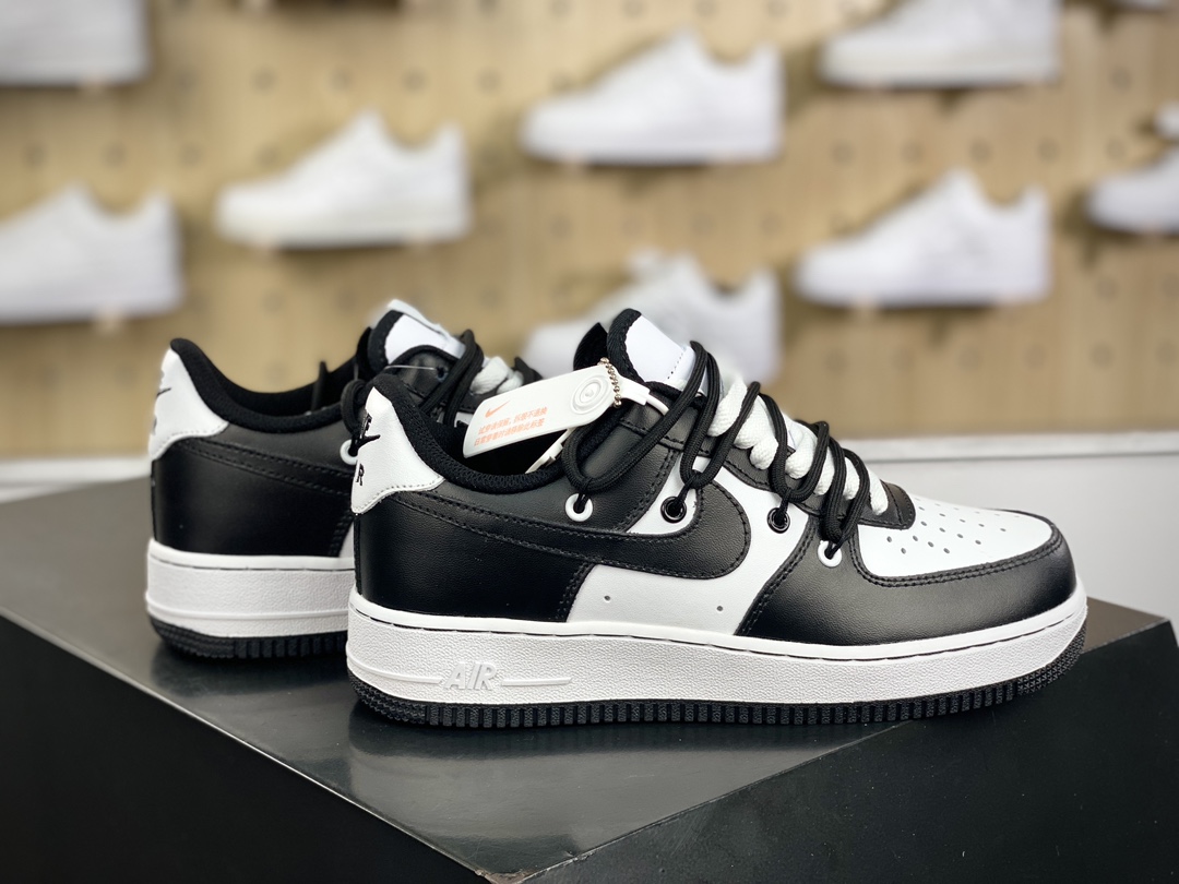 220 Off-White x Nike Air Force 1'07 Low”Black/White”空军一号板鞋“OW黑白熊猫登山绑绳”CV1724-108