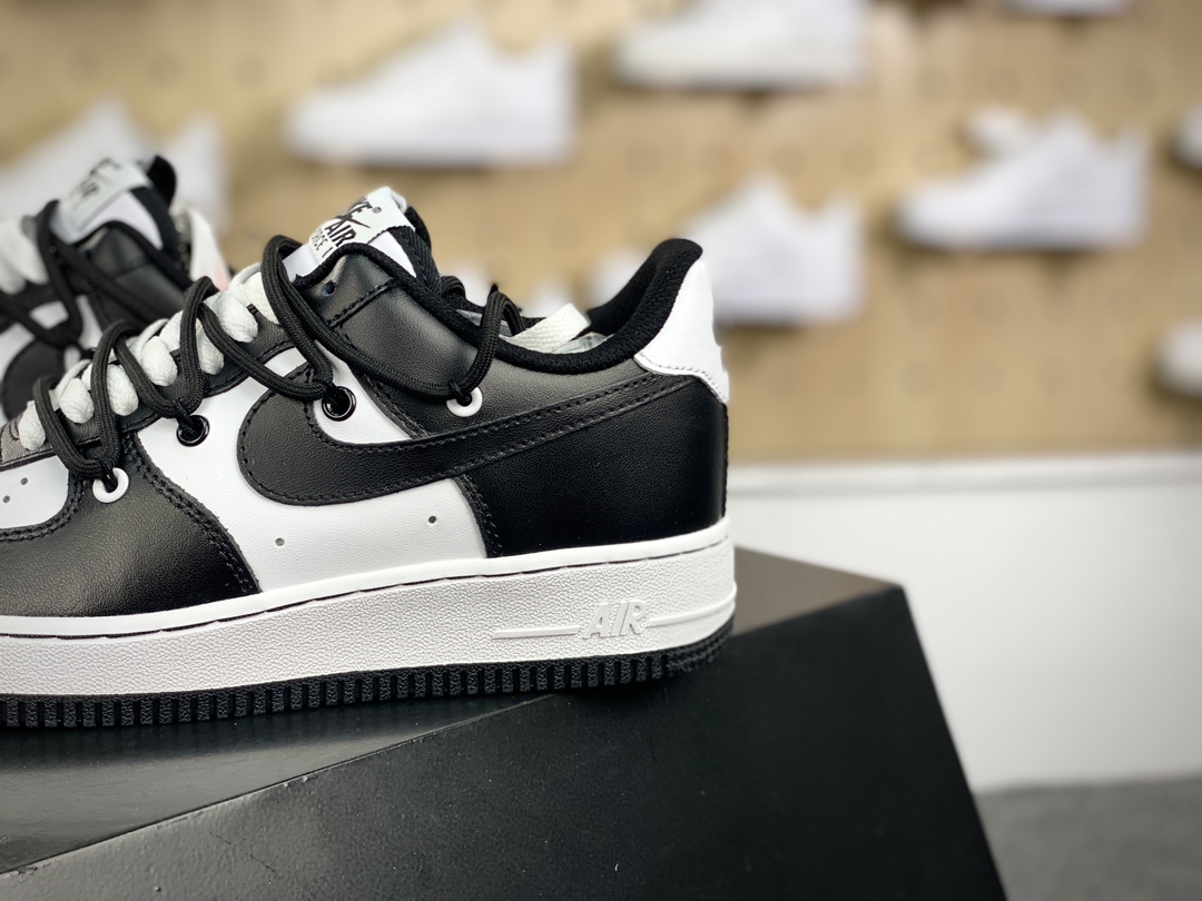 220 Off-White x Nike Air Force 1'07 Low”Black/White”空军一号板鞋“OW黑白熊猫登山绑绳”CV1724-108