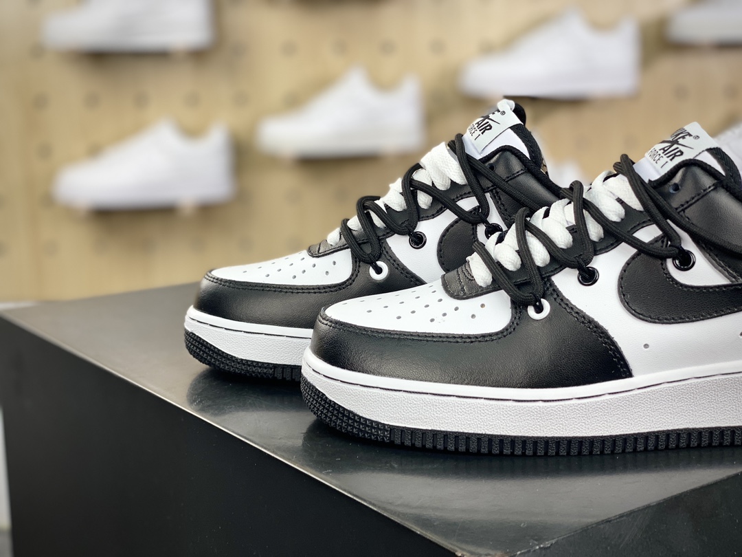 220 Off-White x Nike Air Force 1'07 Low”Black/White”空军一号板鞋“OW黑白熊猫登山绑绳”CV1724-108