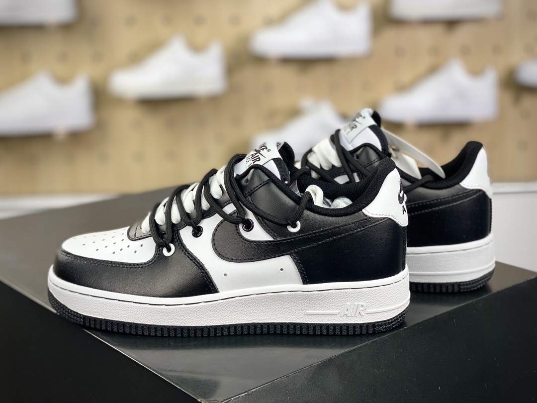 220 Off-White x Nike Air Force 1'07 Low”Black/White”空军一号板鞋“OW黑白熊猫登山绑绳”CV1724-108