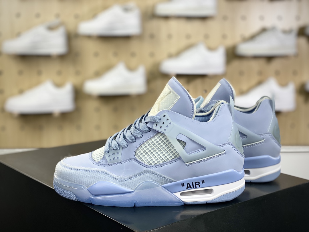 240 Off-White x Nike Air Jordan 4 Retro”Light Blue/Purple”迈克尔·乔丹AJ4代中帮篮球鞋“OW淡紫蓝”CV9388-102