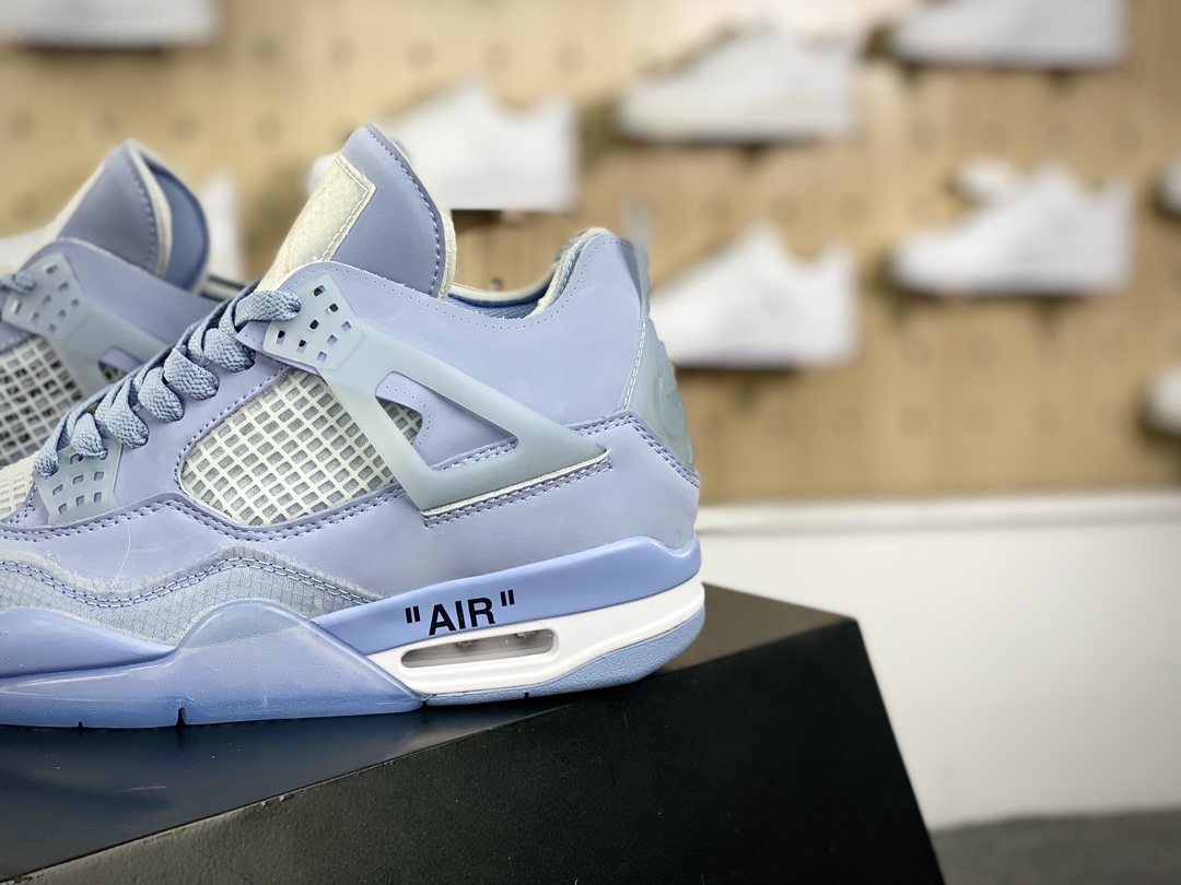 240 Off-White x Nike Air Jordan 4 Retro”Light Blue/Purple”迈克尔·乔丹AJ4代中帮篮球鞋“OW淡紫蓝”CV9388-102