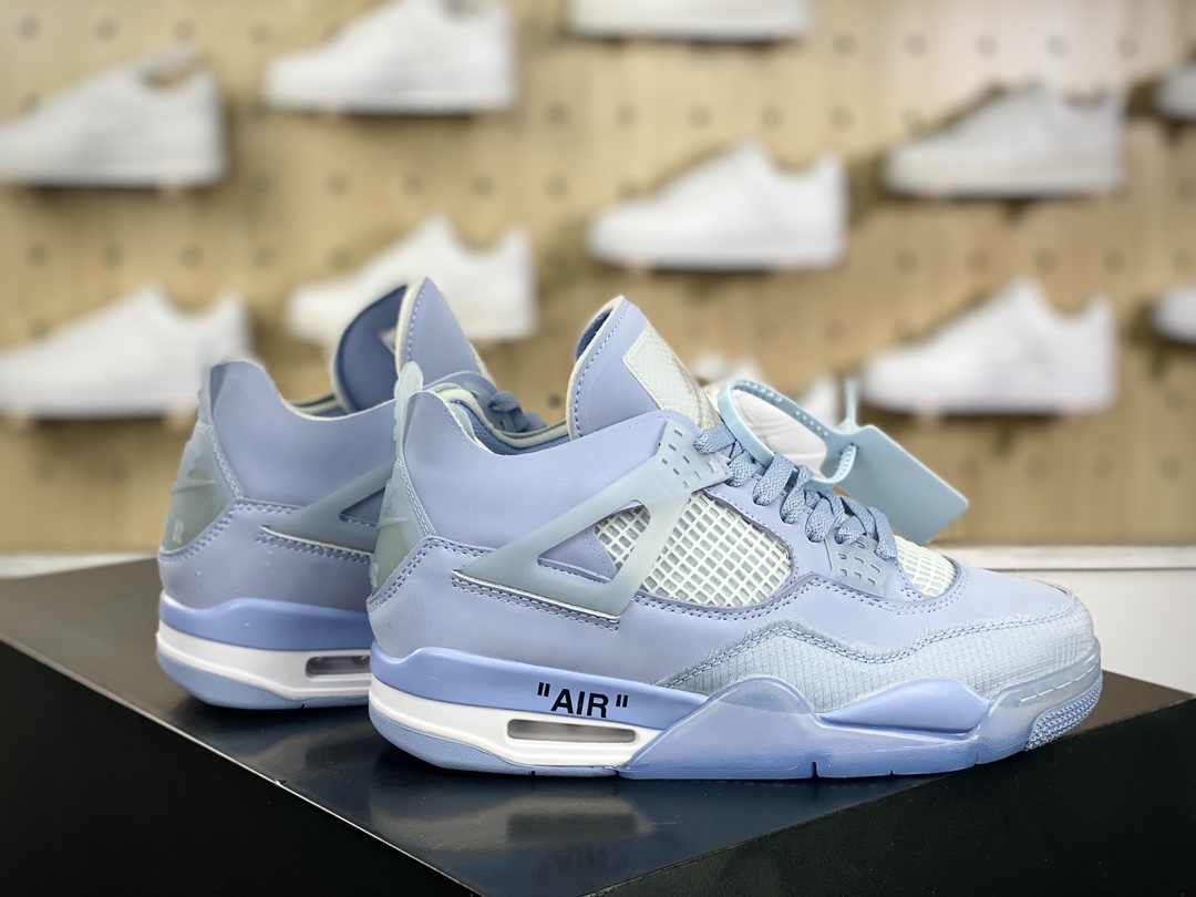 240 Off-White x Nike Air Jordan 4 Retro”Light Blue/Purple”迈克尔·乔丹AJ4代中帮篮球鞋“OW淡紫蓝”CV9388-102