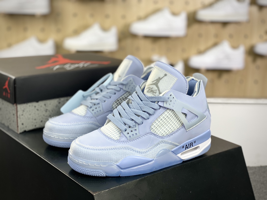 240 Off-White x Nike Air Jordan 4 Retro”Light Blue/Purple”迈克尔·乔丹AJ4代中帮篮球鞋“OW淡紫蓝”CV9388-102