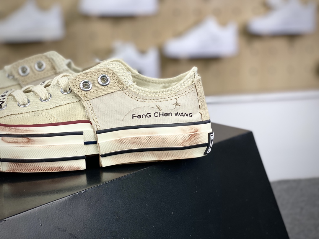 210 Feng Chen Wang x Converse Chuck Taylor 1970 OX 2in1”Brown Rice”双重板鞋“联名解构米白灰渐变做旧”A07718C