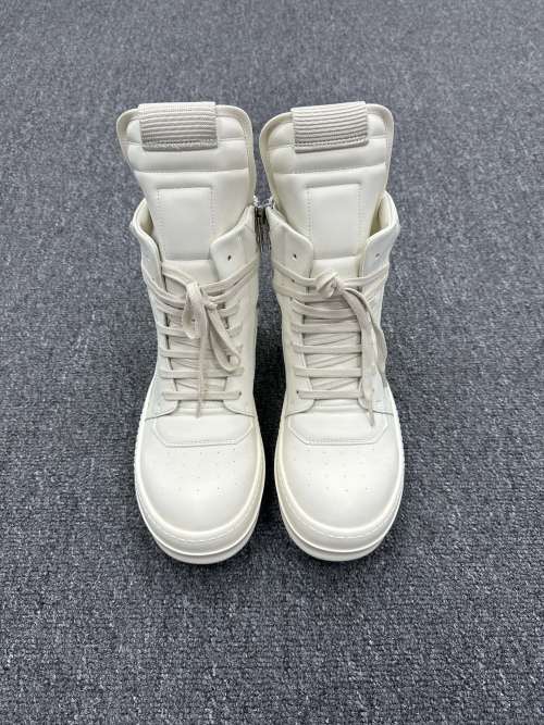Rick Owens Milk White Leather High-Top Sneakers With Lacteal TPU Sole 1 Rick Owens Milk White Leather High-Top Sneakers With Lacteal TPU Sole