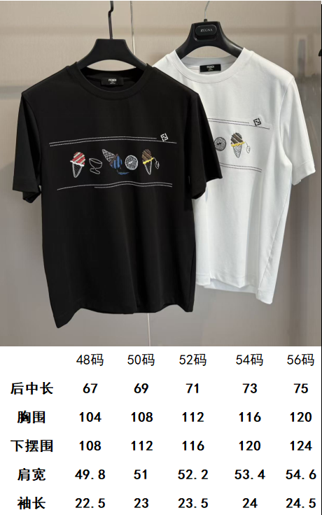 FENDI26SS最新春夏短袖 FENDI这款短袖采用了双面液氨棉面料，这块面料具有丝绸般的柔软光泽感，