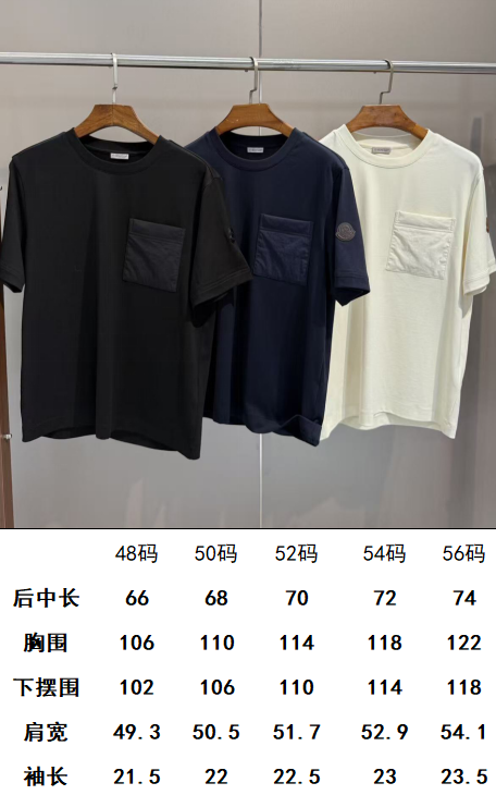 MONCLER2026春夏短袖 MONCLER这款短袖面料采用32支双股新疆长绒棉紧密圆领短袖，领口用耐