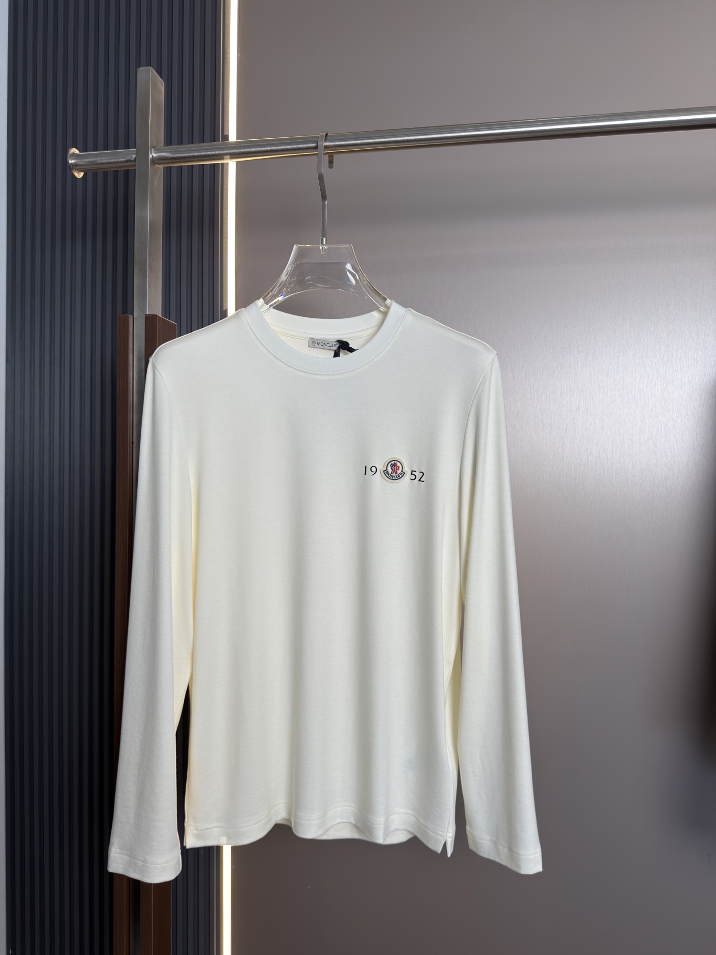 Moncler White Logo Long Sleeve T-Shirt