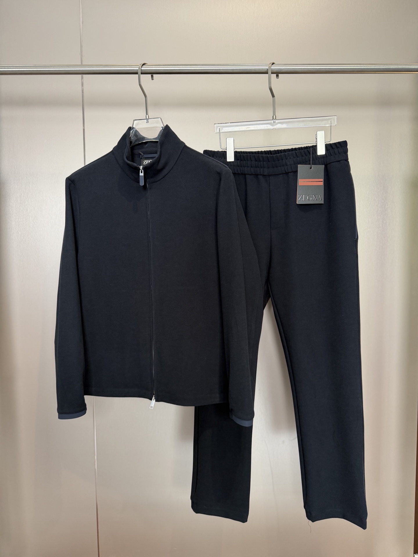 Zegna Navy Zip Jacket and Pants Set