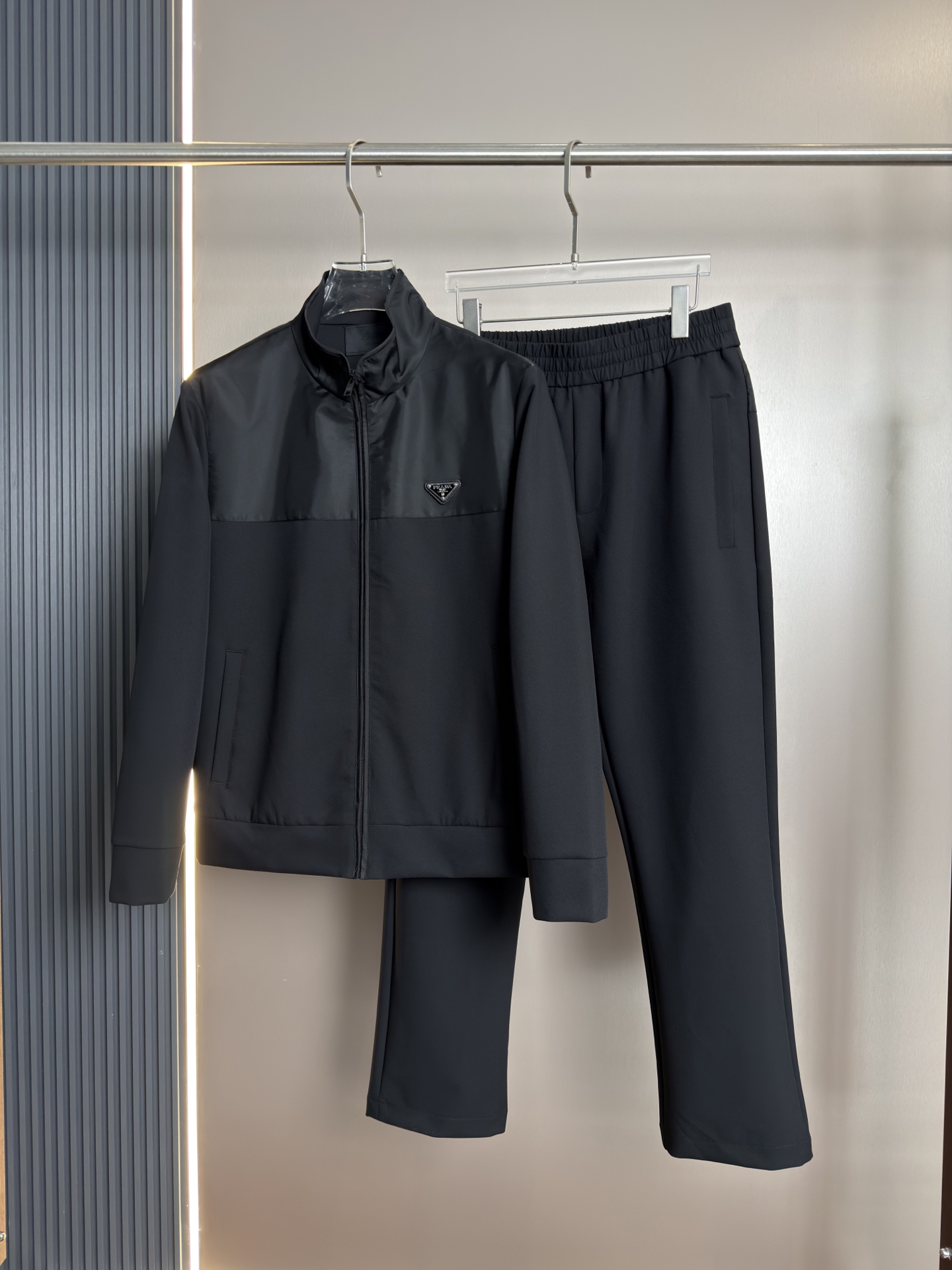 Prada Black Zip Jacket and Pants Set