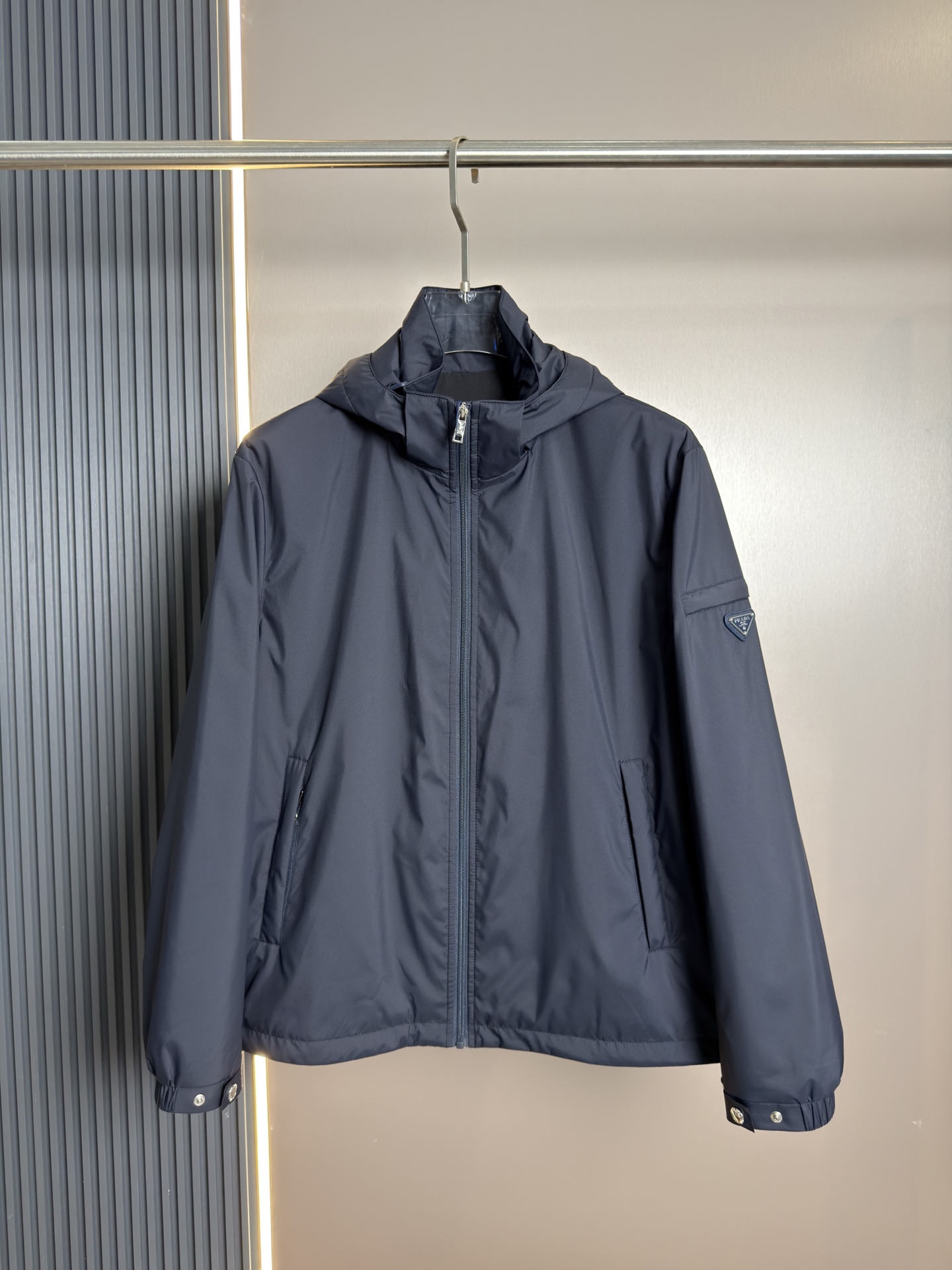 Prada Navy Hooded Zip-Up Jacket
