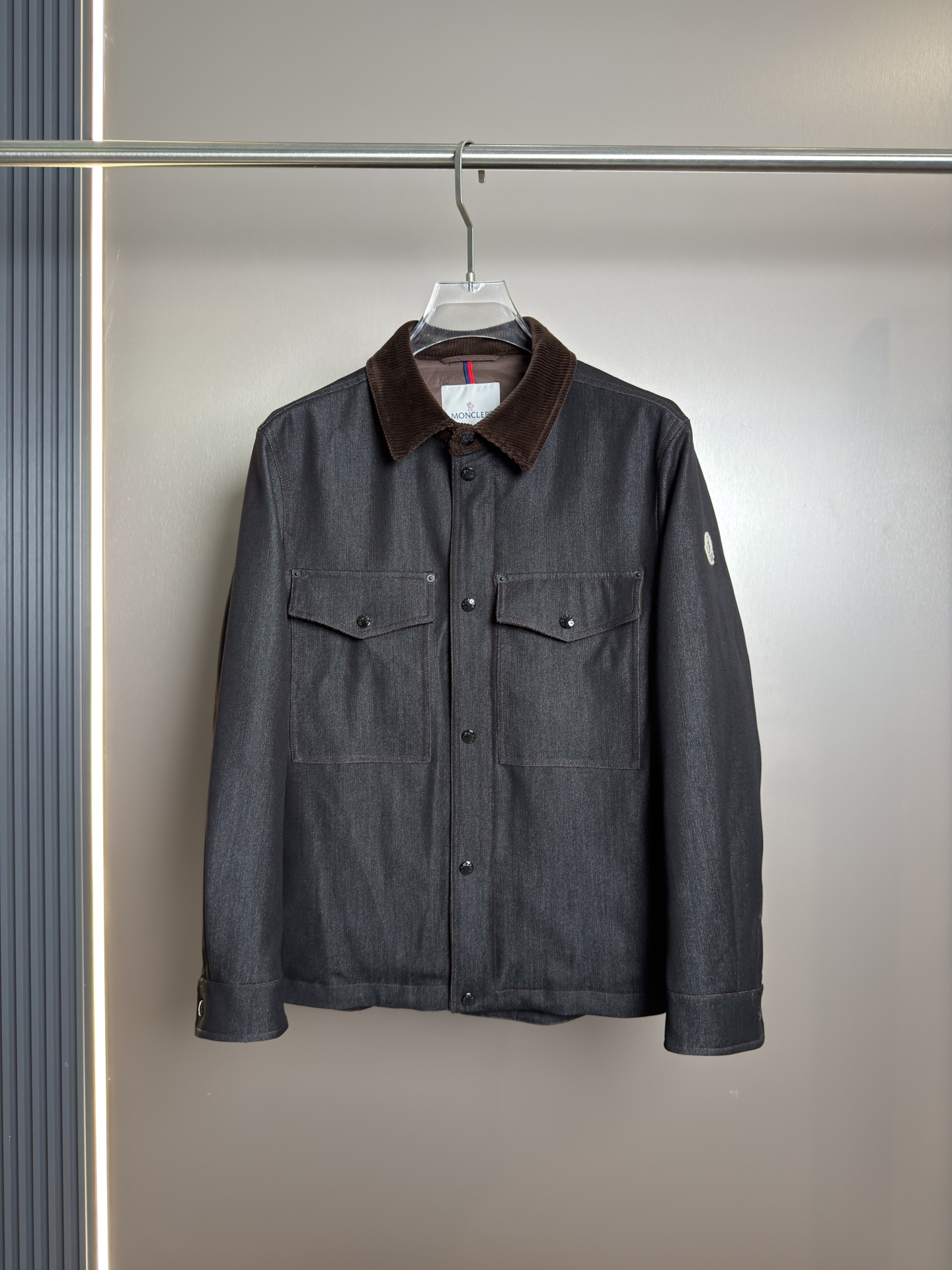 Moncler Gray Contrast Collar Overshirt