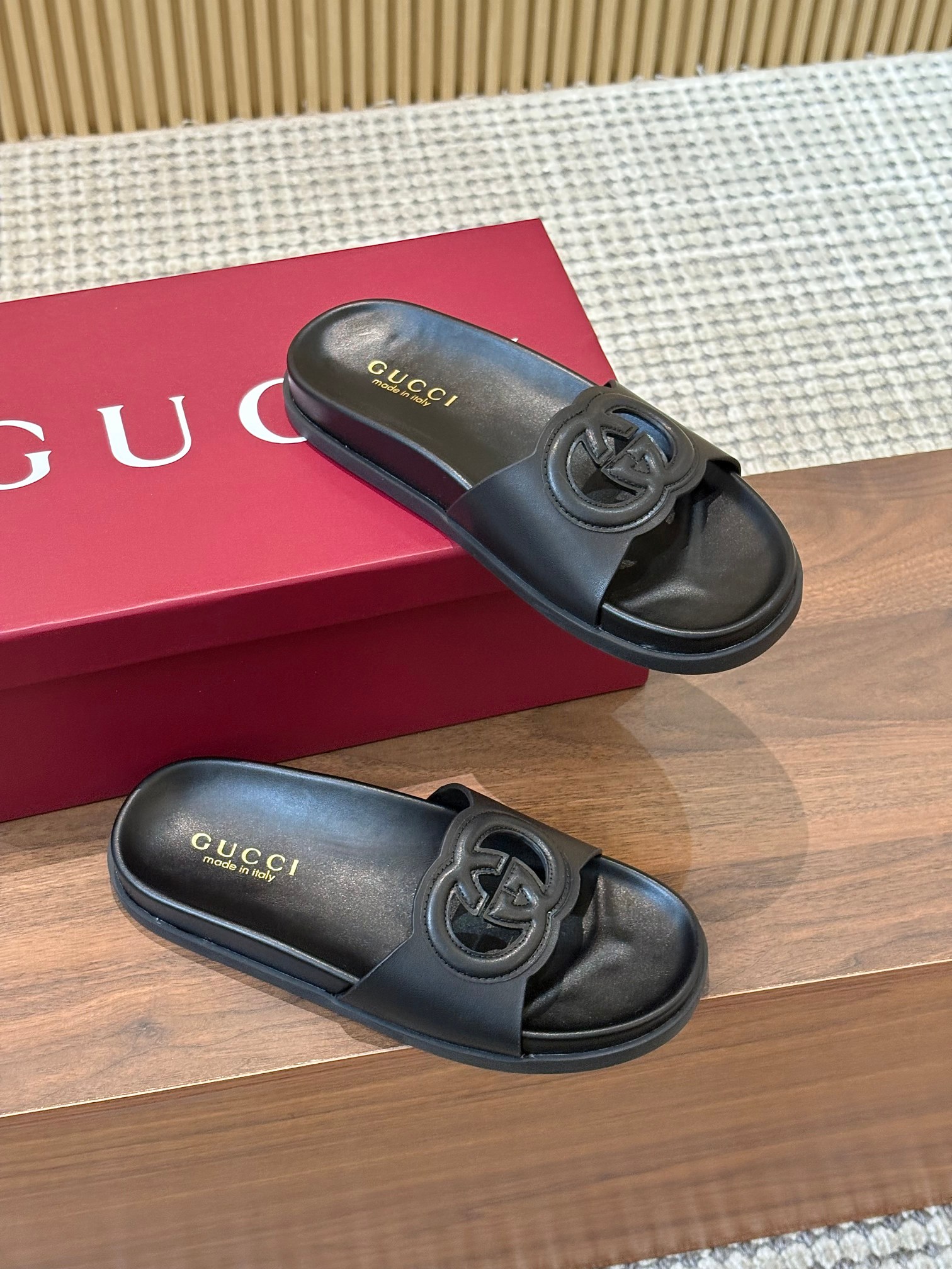 Gucci Interlocking G Leather Mules Slides, Black, Women, Size 35-39 3 a1744303602173 5222