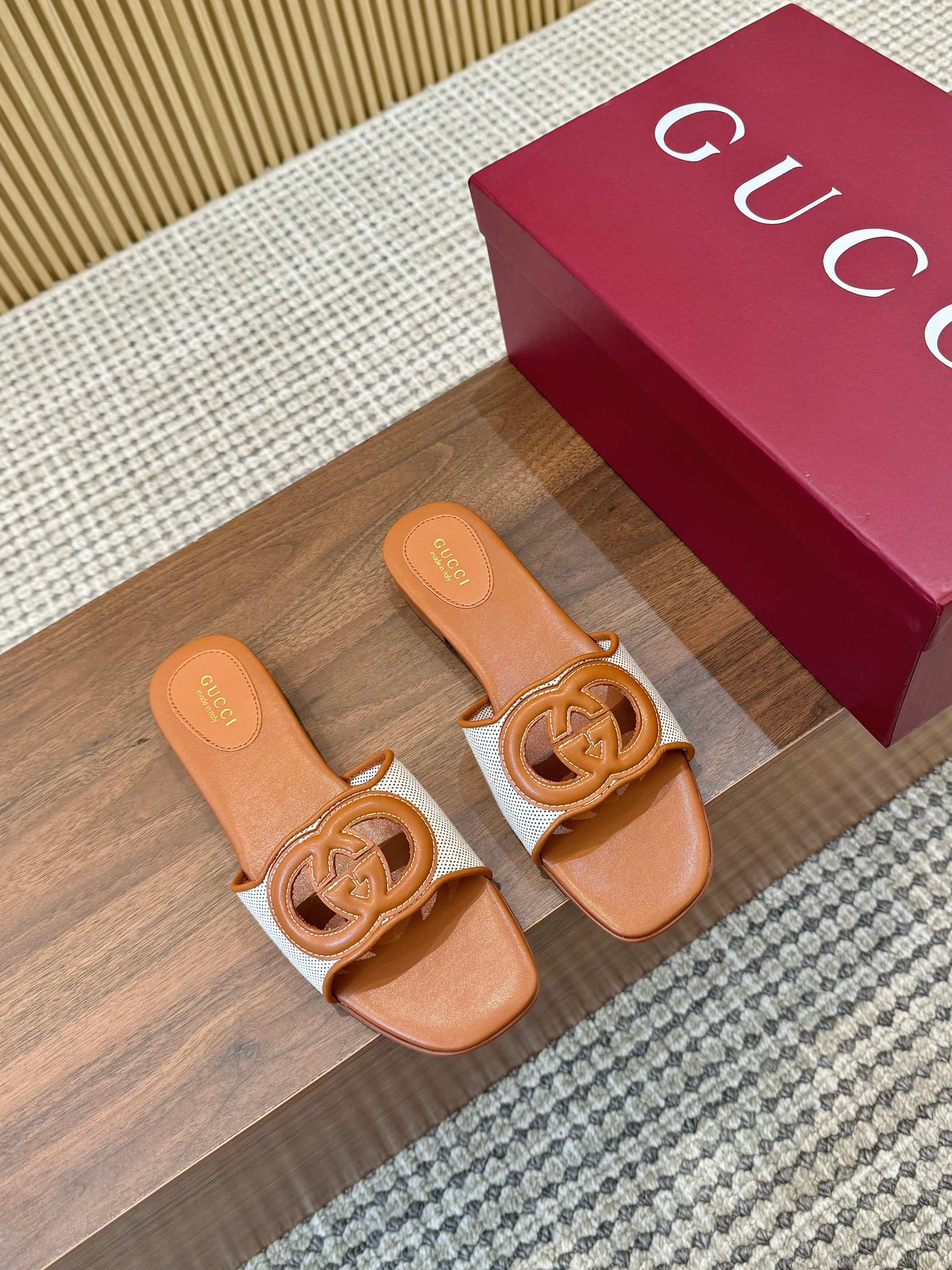 Gucci Interlocking G Leather Heeled Mules Slides Sandals for Women 1 Gucci Interlocking G Leather Heeled Mules Slides Sandals for Women
