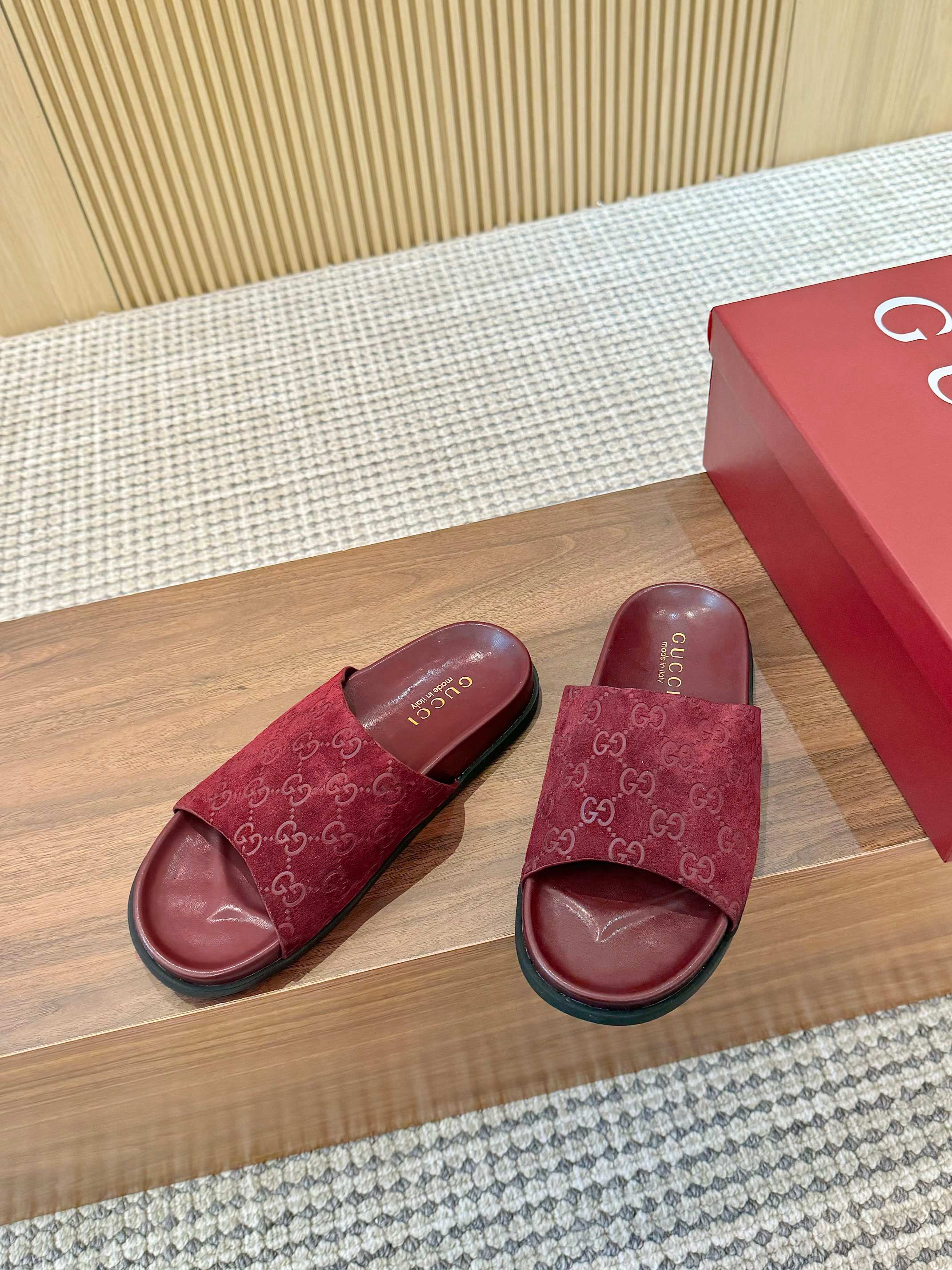 Gucci Interlocking G Red Velvet Mules Sandals - Stylish & Comfortable 5 a1745662147248 4353
