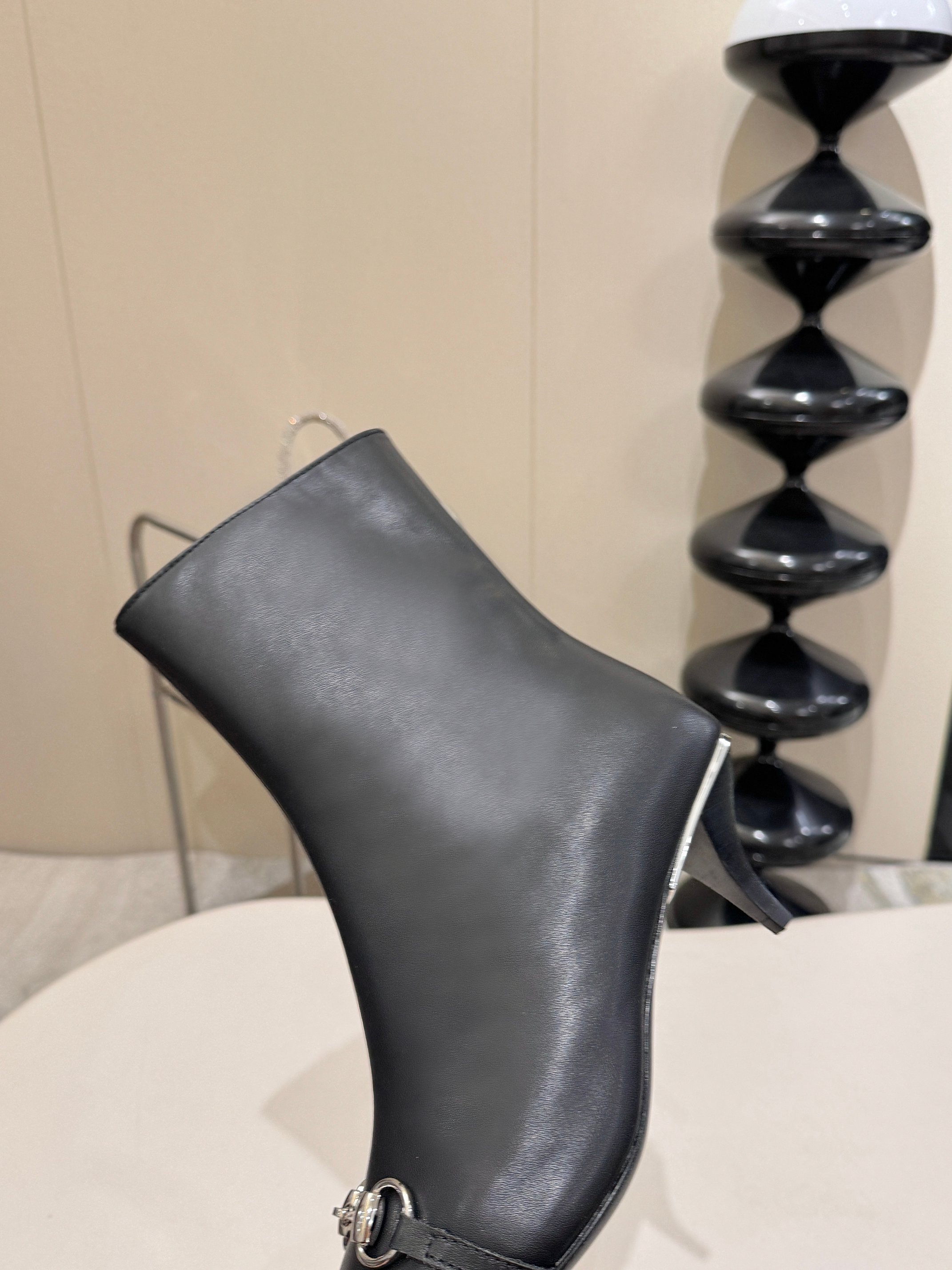 Gucci Black Horsebit Square Toe Ankle Boots