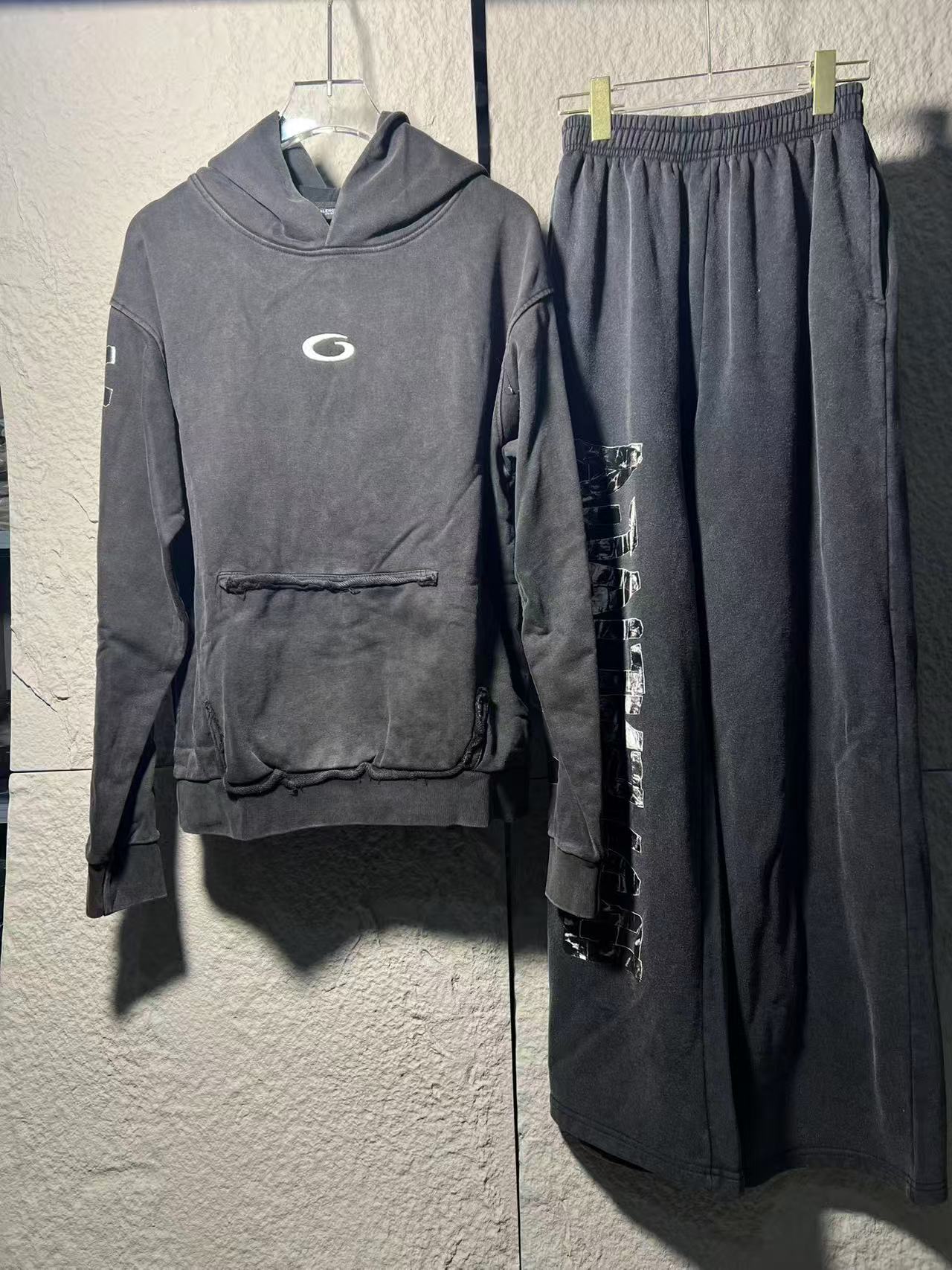 P140 【Top】 Fotos reales Balenciga/Balenciaga 25FW nuevo suéter con capucha de letras logo bordado, lavado y envejecido …