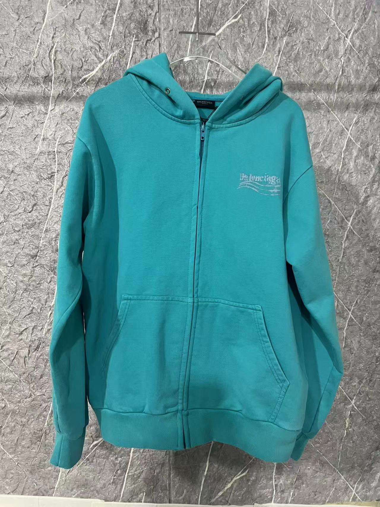 P165 Balenciaga BLCG FW26 nuevo con estampado de tinta de agua y olas de cola, cárdigan lavado y sudadera. Diseño borda…