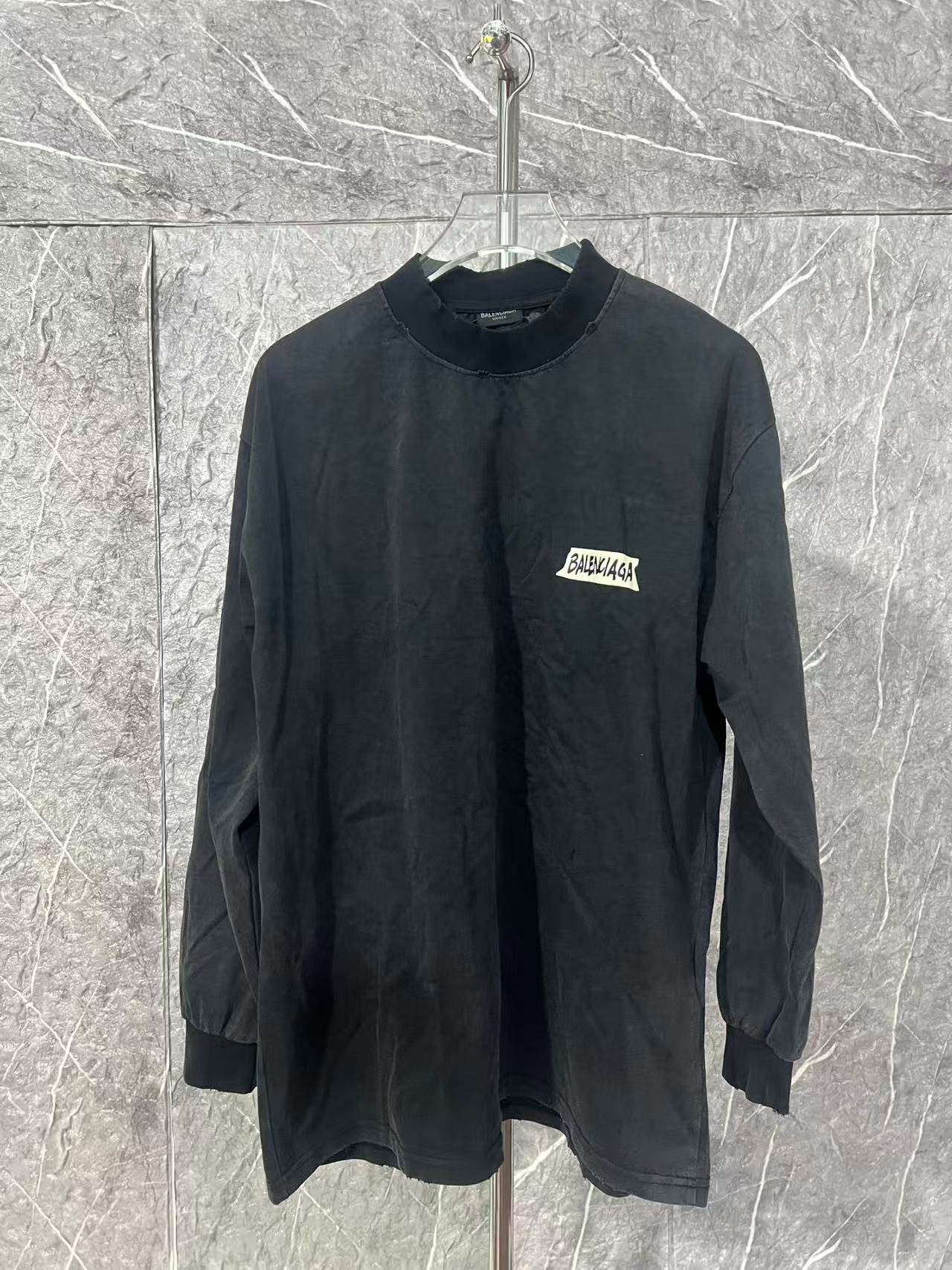 P105 Balenciaga nuevo BLCG 26 FW nuevo Tape Type con cinta tridimensional y desgastes, camiseta de manga larga unisex. …