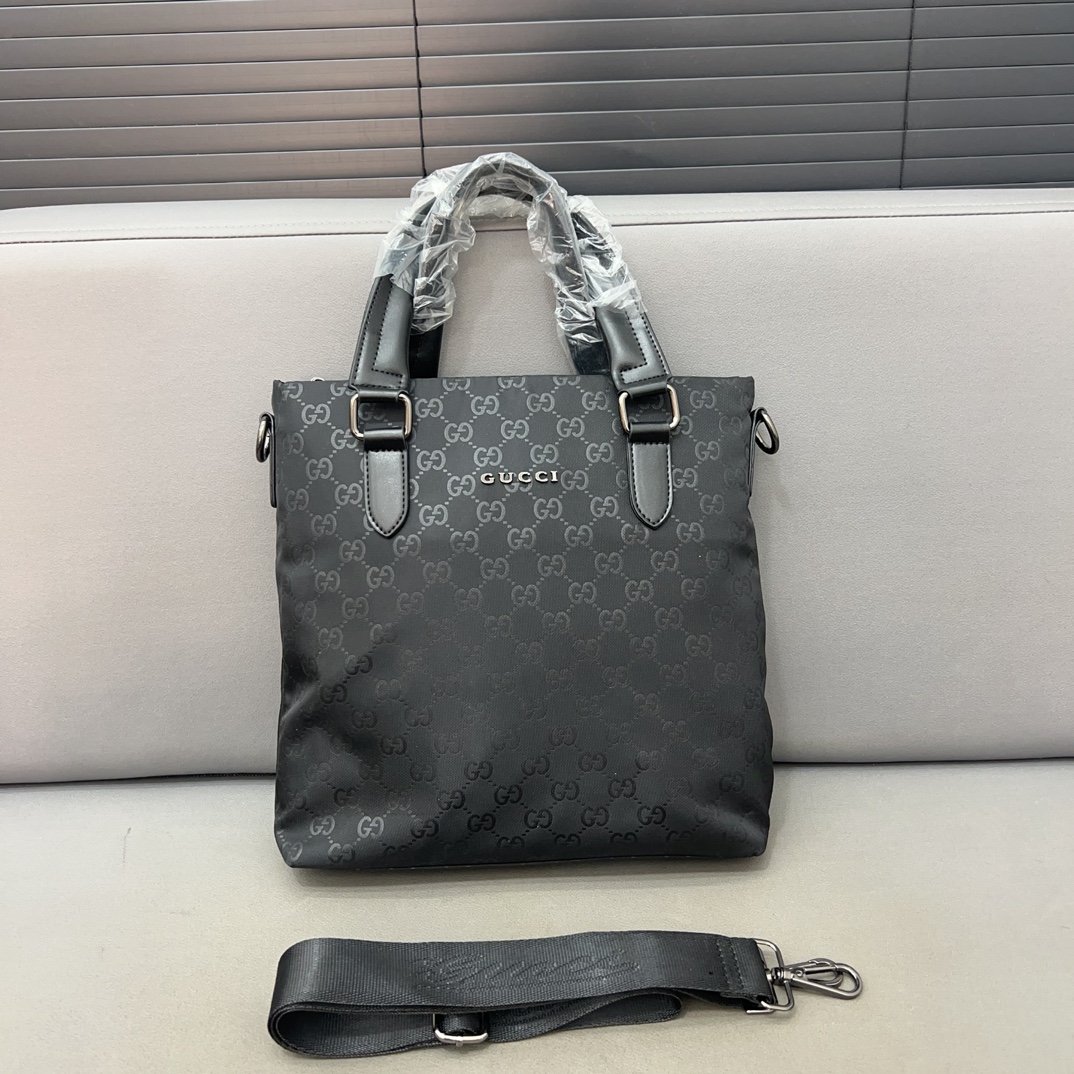 Gucci Canvas Briefcase: High-quality Male Bag with Classic Design and Dust Bag. - 图片 1