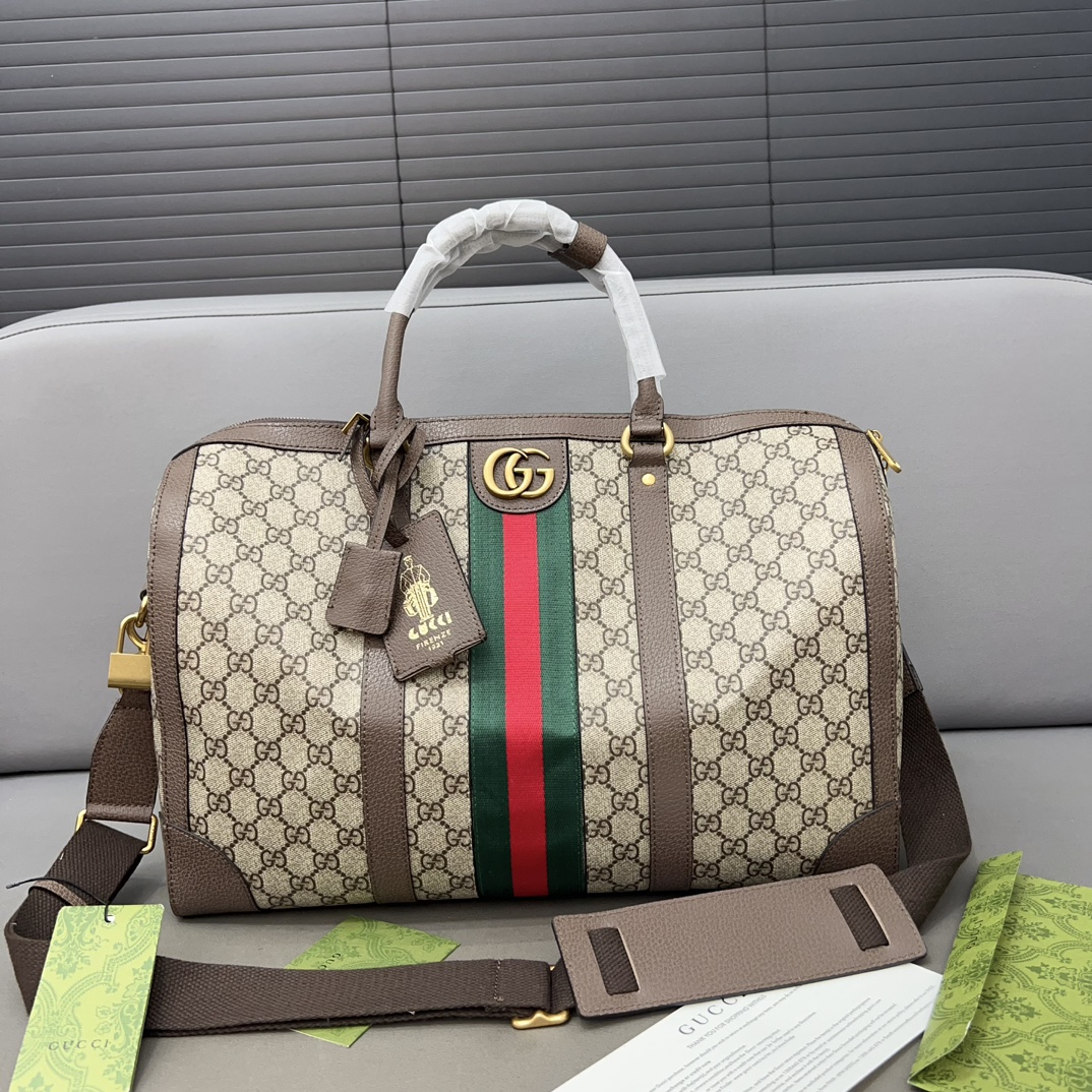 Gucci Savoy Small Duffle Bag, GG Supreme Canvas, Travel Handbag