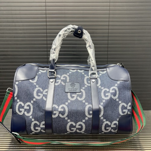 Gucci Denim Duffle Bag, Designer Travel Handbag, Large Capacity Airport Bag 1 Gucci Denim Duffle Bag, Designer Travel Handbag, Large Capacity Airport Bag
