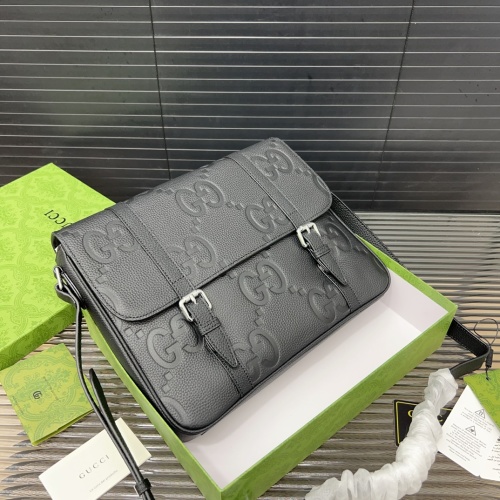 Gucci Embossed Leather Messenger Bag - Black, 24 x 30cm, Men's 1 Gucci Embossed Leather Messenger Bag - Black, 24 x 30cm, Men's