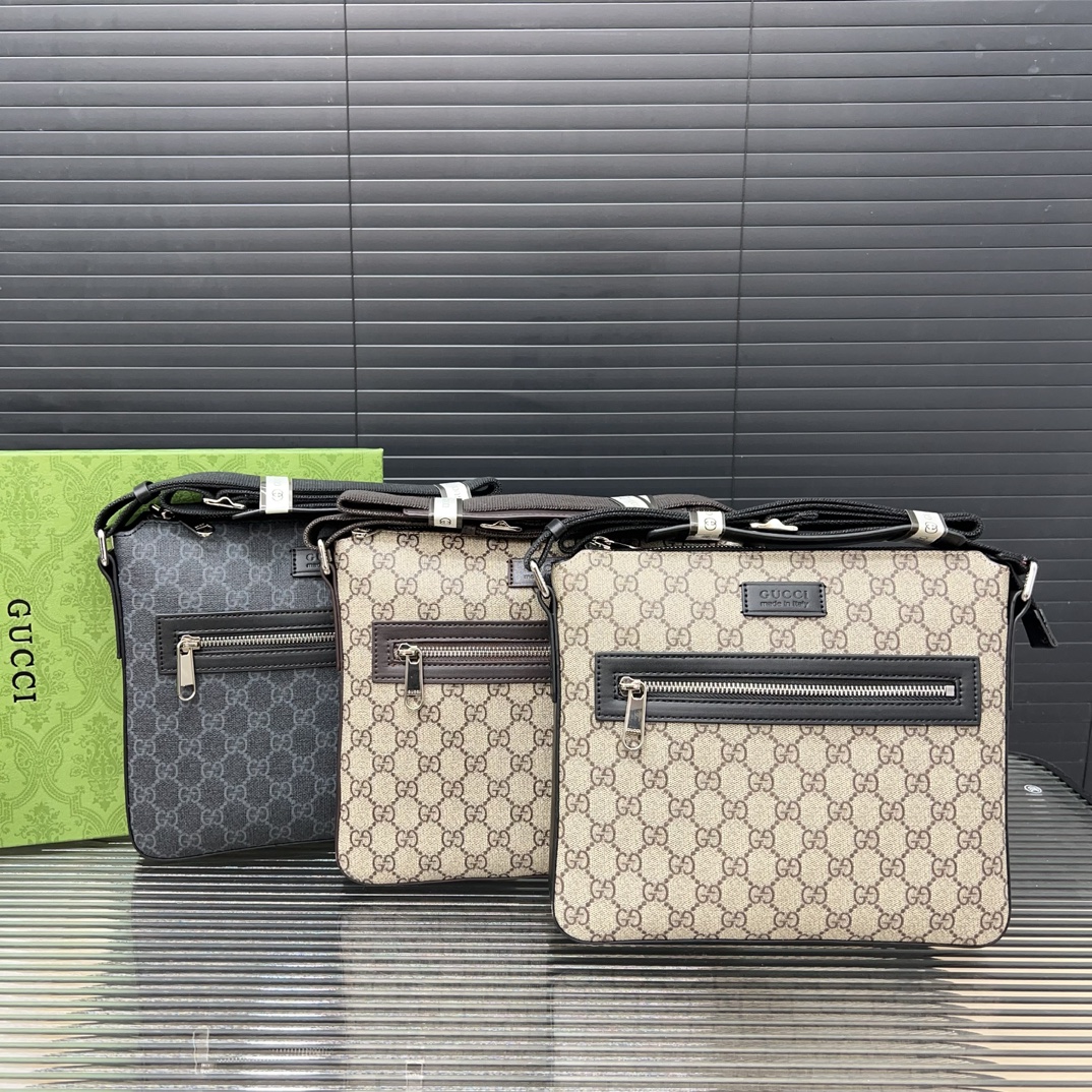 Gucci Men's Crossbody Bag, GG Pattern, Shoulder Bag, High-End Quality, 23 x 25cm