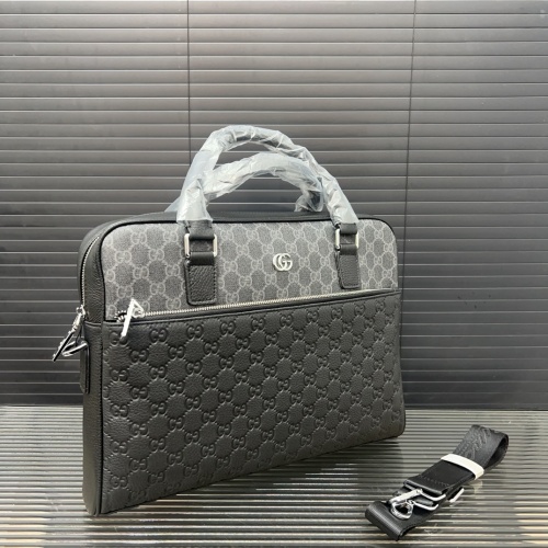 Gucci Leather Briefcase GG Embossed Business Bag Mens Handbag 15 inch Laptop 1 Gucci Leather Briefcase GG Embossed Business Bag Mens Handbag 15 inch Laptop