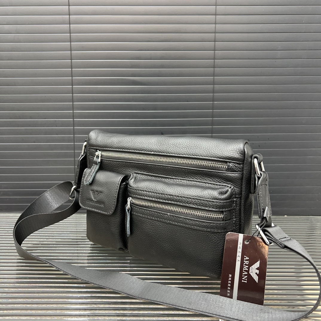 Armani Armani Cabeza de los hombres de piel de vaca bolsa de mensajero bolsa de hombro bolsa de Cros
