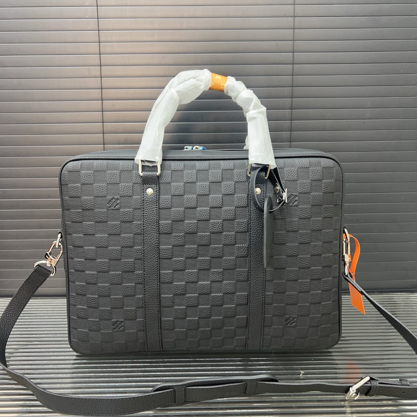 Louis Vuitton Heren Aktetas in Zwart Damier Leer - Perfect voor Laptop & Documenten