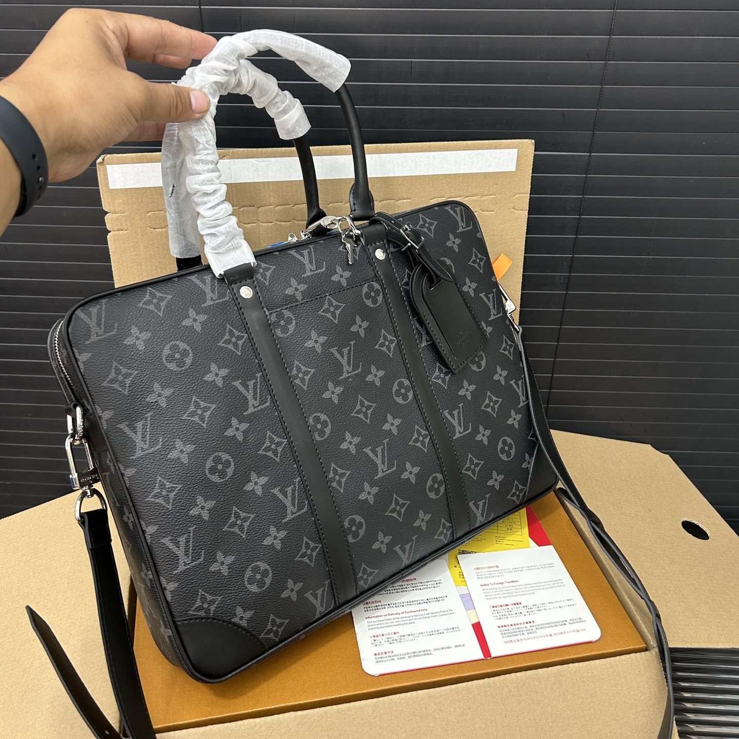 Louis Vuitton Voyage NM Monogram Shadow Leather Briefcase Messenger Bag 5 i1754210618210 1024 0 3