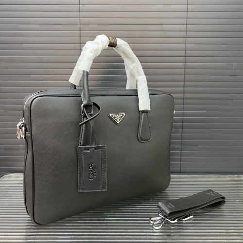 Prada Leather Briefcase for Men - Classic and Versatile, 38 x 28 cm 1 Prada Leather Briefcase for Men - Classic and Versatile, 38 x 28 cm