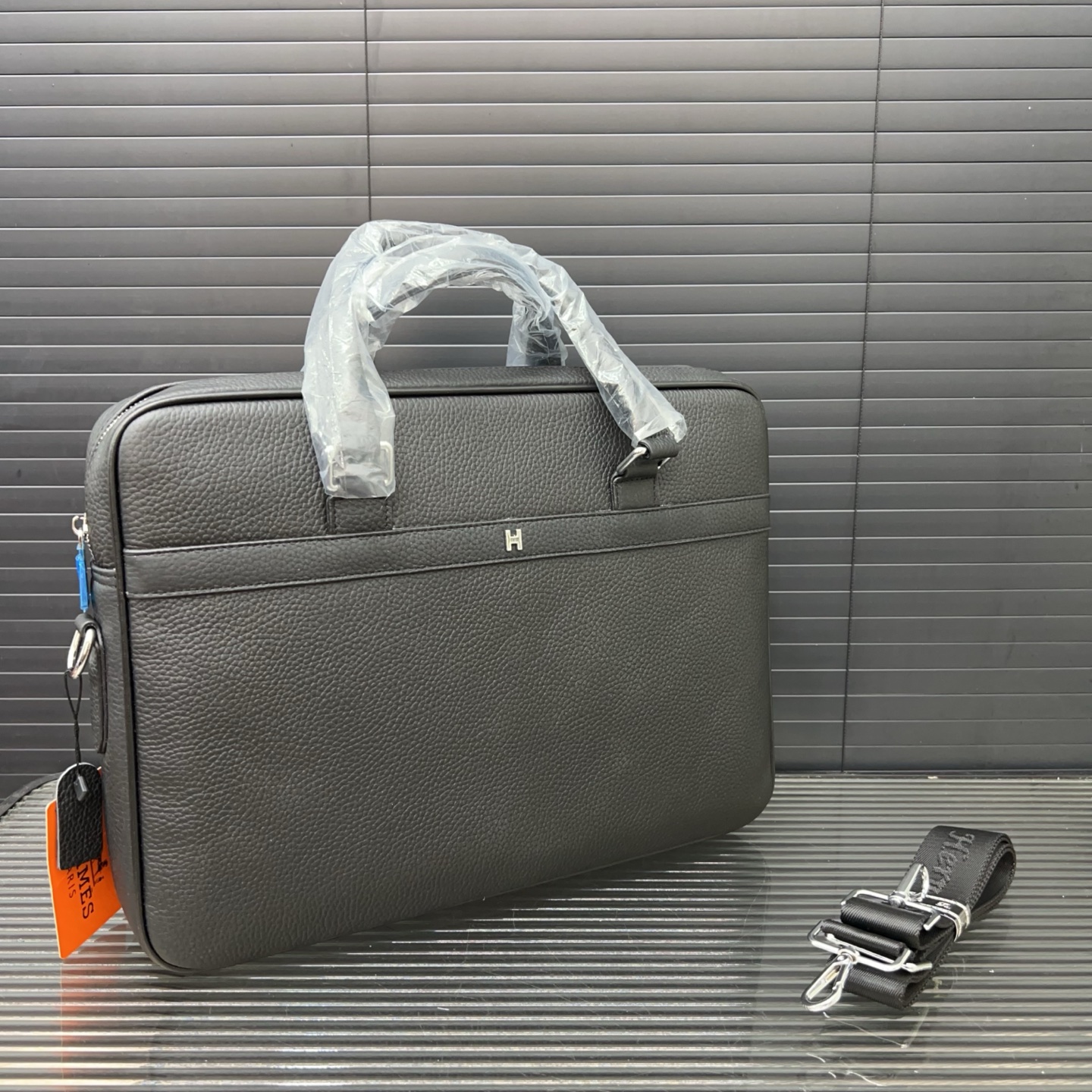 Hermes Leather Briefcase for Men, Classic Laptop Bag, 38 cm