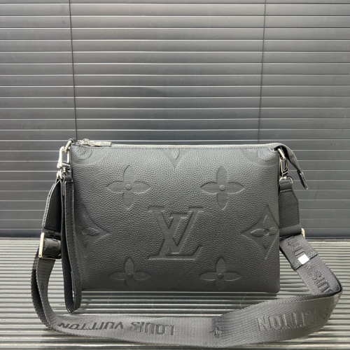 Louis Vuitton Black Embossed Leather Messenger Bag Crossbody for Men 1 Louis Vuitton Black Embossed Leather Messenger Bag Crossbody for Men