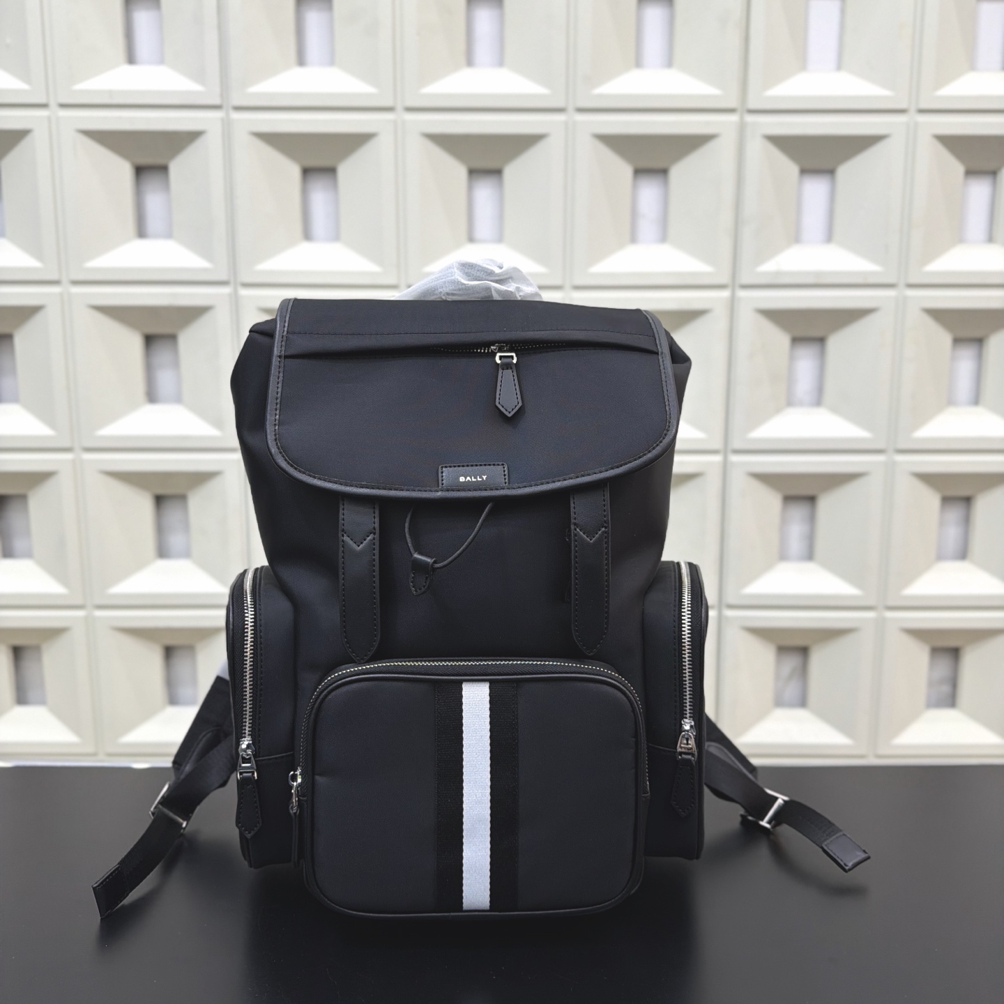 BALLY Mochila Code Explorer con rayas de colores, para hombre, clásica y versátil, fotografía real, tejido original de …