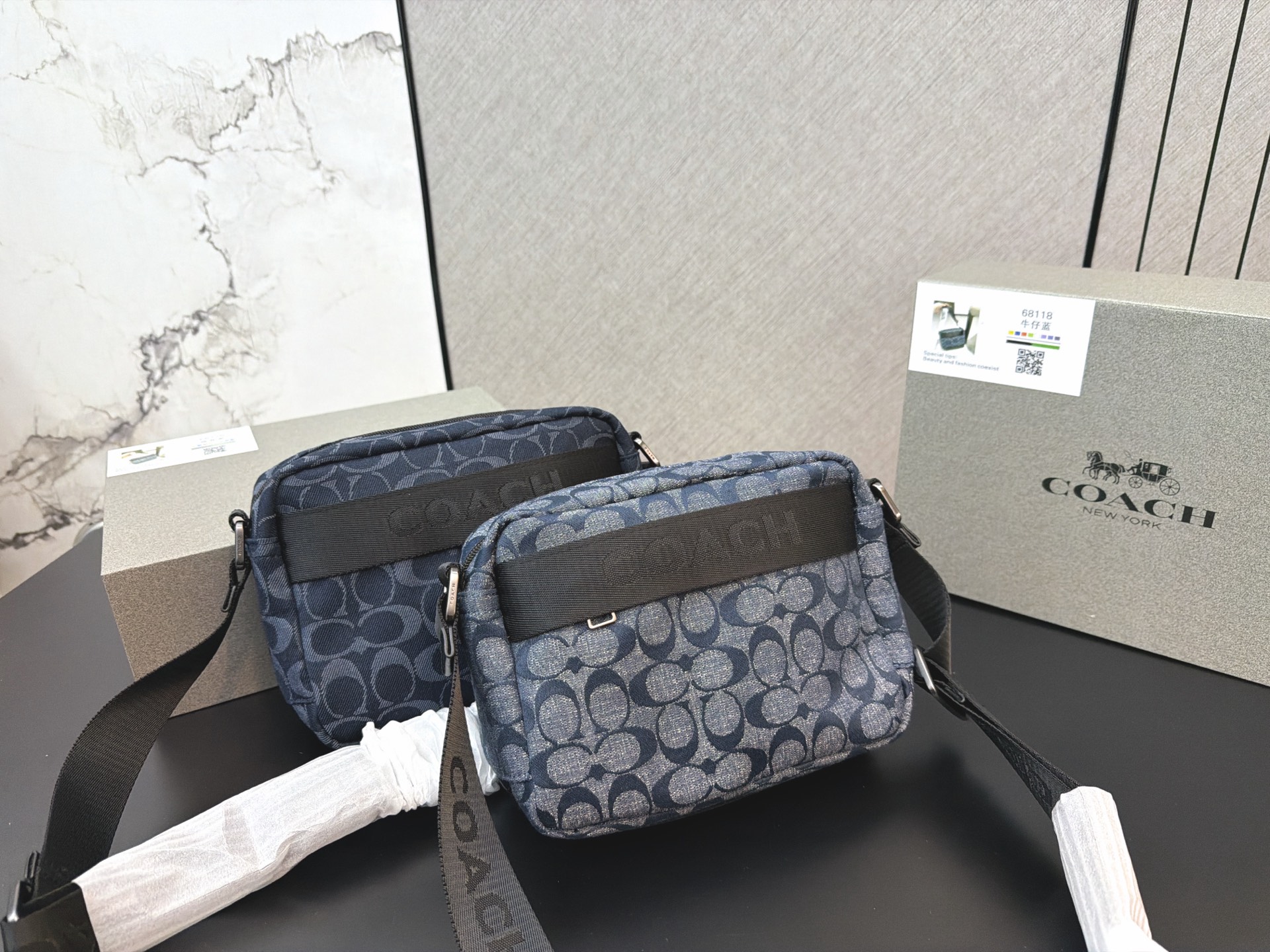 P195 Coach | Canvas Printed Men's Crossbody Shoulder Bag Camera Bag, Casual And Versatile, Shot In Kind, Fabric, Delivery Gift Box, Dust Bag 14 X 22cm.
