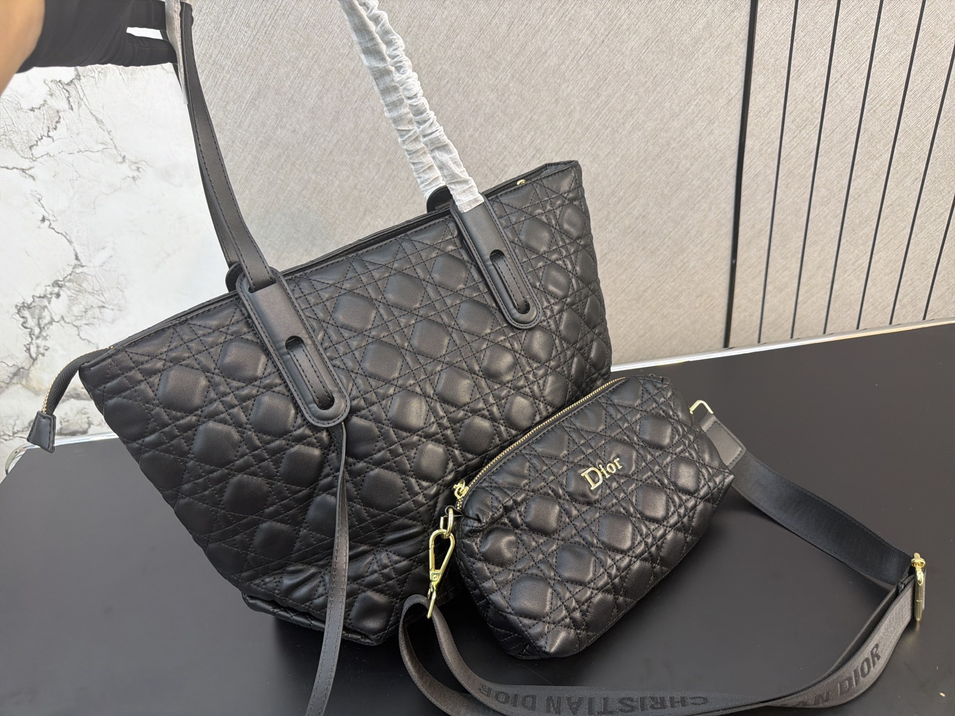Dior Black Cannage tote everyday