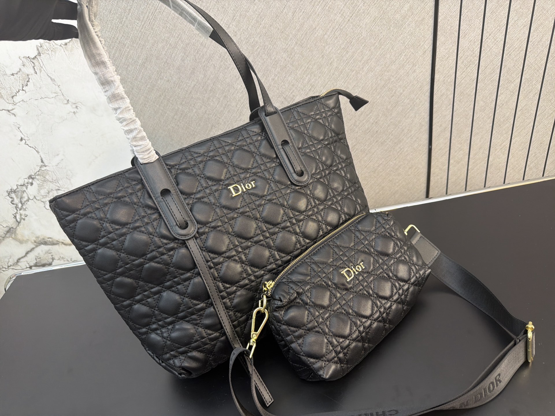 Dior Black Cannage tote everyday