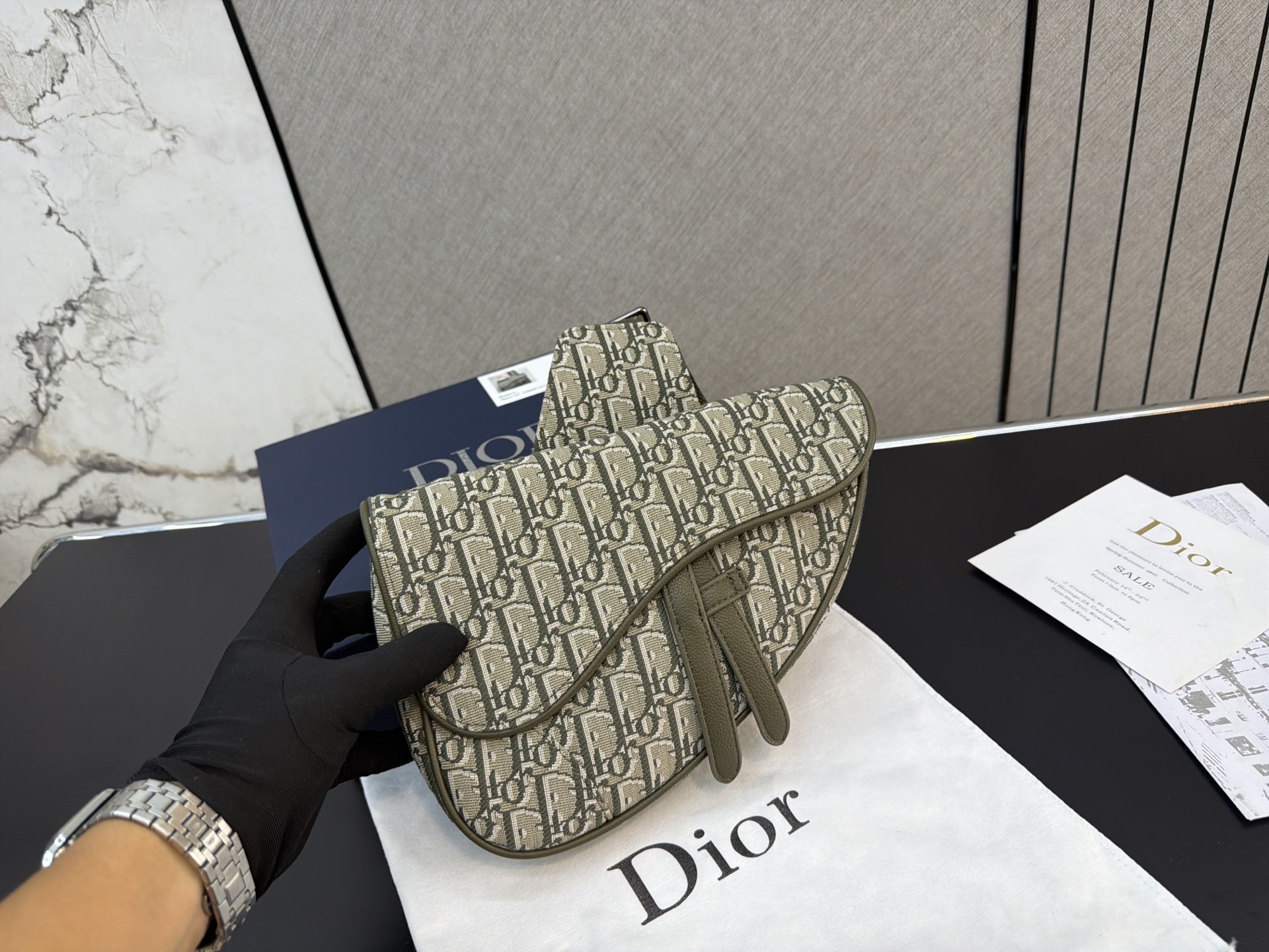 Dior Saddle Beige and olive Oblique jacquard crossbody Beige and olive Dior Oblique jacquard everyday