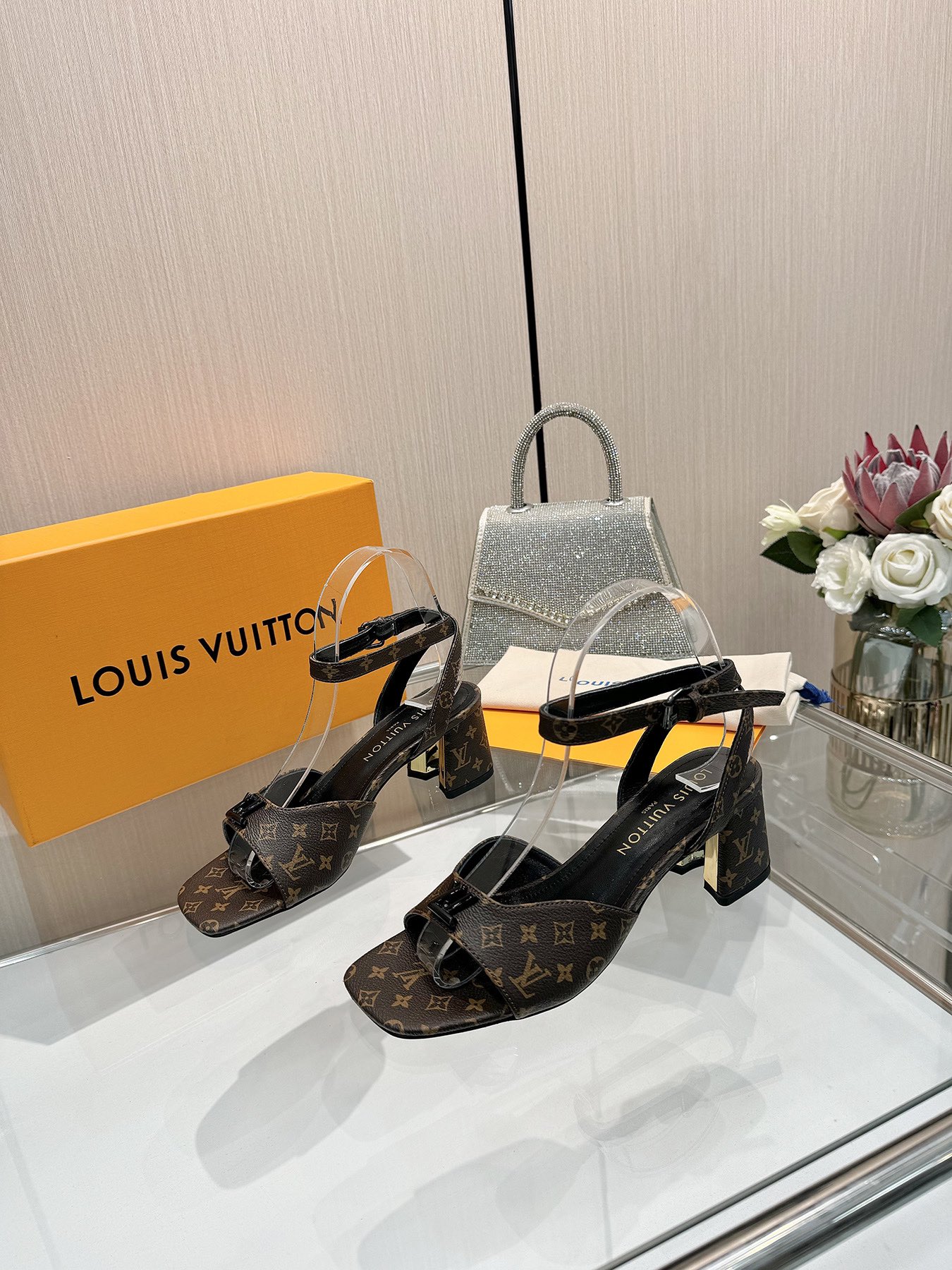 Louis Vuitton Monogram Canvas Sandals, Designer Heels For Women 1 Louis Vuitton Monogram Canvas Sandals, Designer Heels For Women