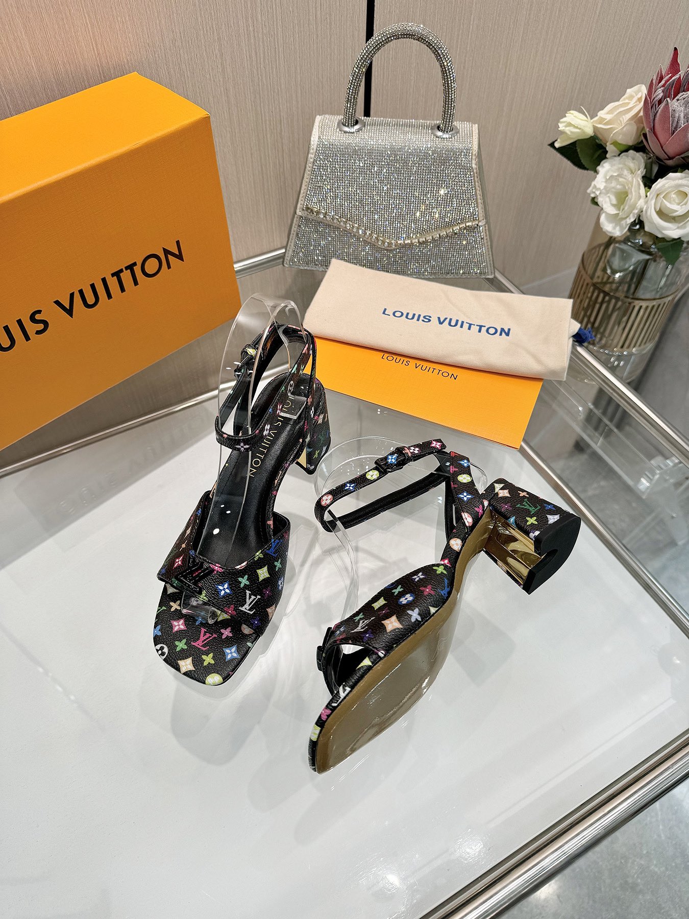 Louis Vuitton Women's Block Heel Sandals Ankle Strap Signature Canvas 4 i1743255713 1081 0