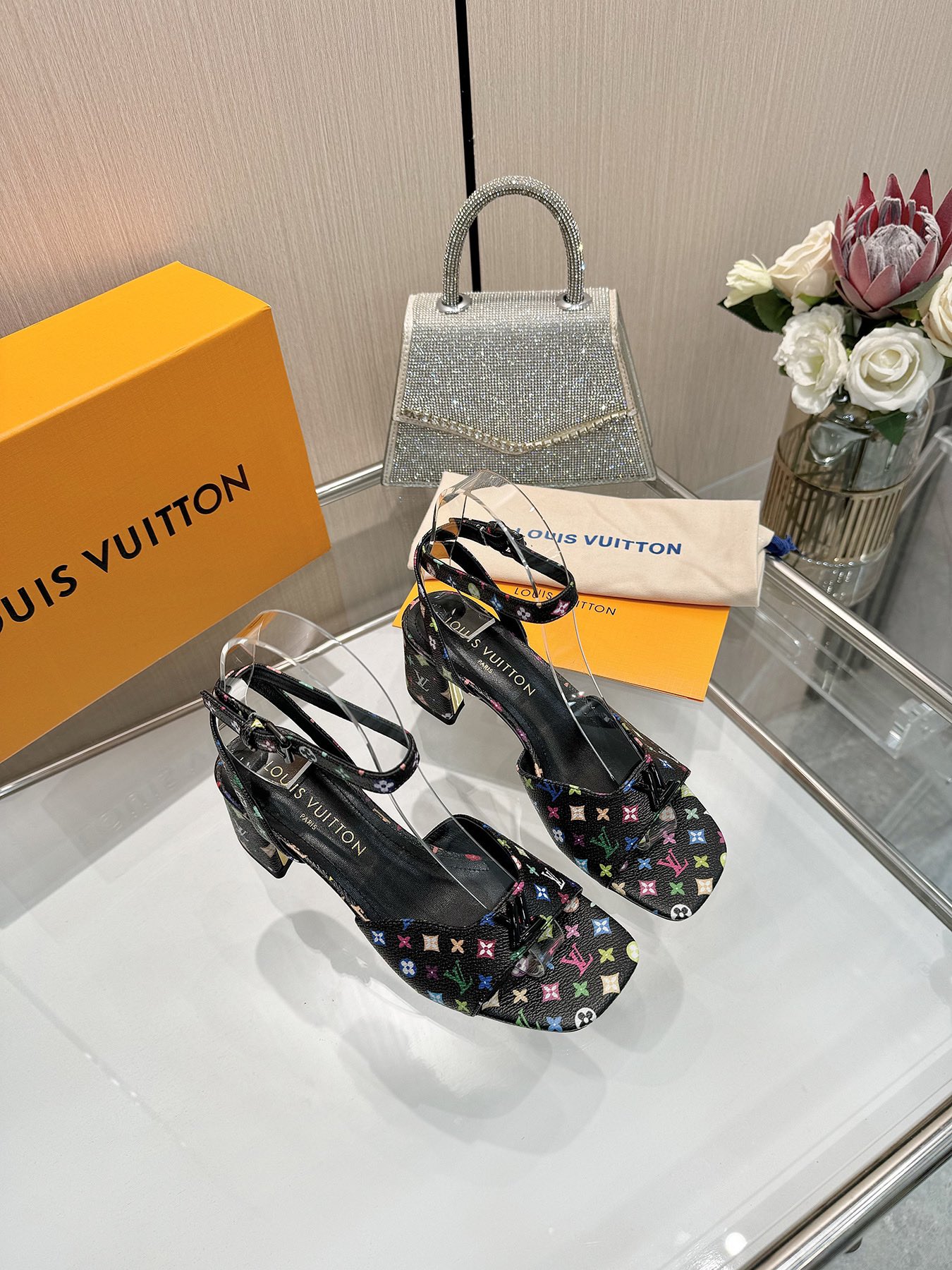 Louis Vuitton Women's Block Heel Sandals Ankle Strap Signature Canvas 3 i1743255713 5115 8