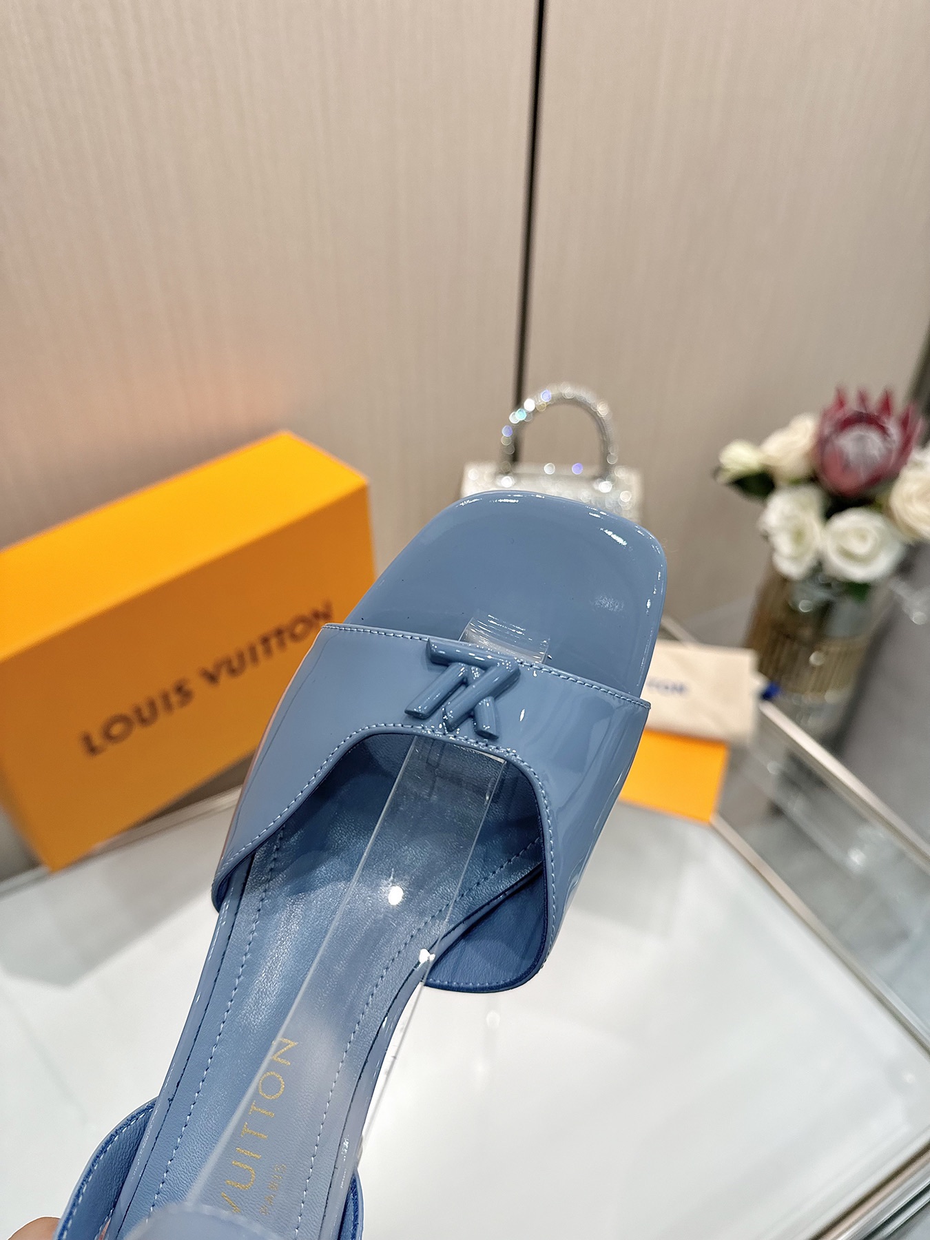 Louis Vuitton Blue Leather Heeled Sandals with Ankle Strap 6 i1743256028 5671 7